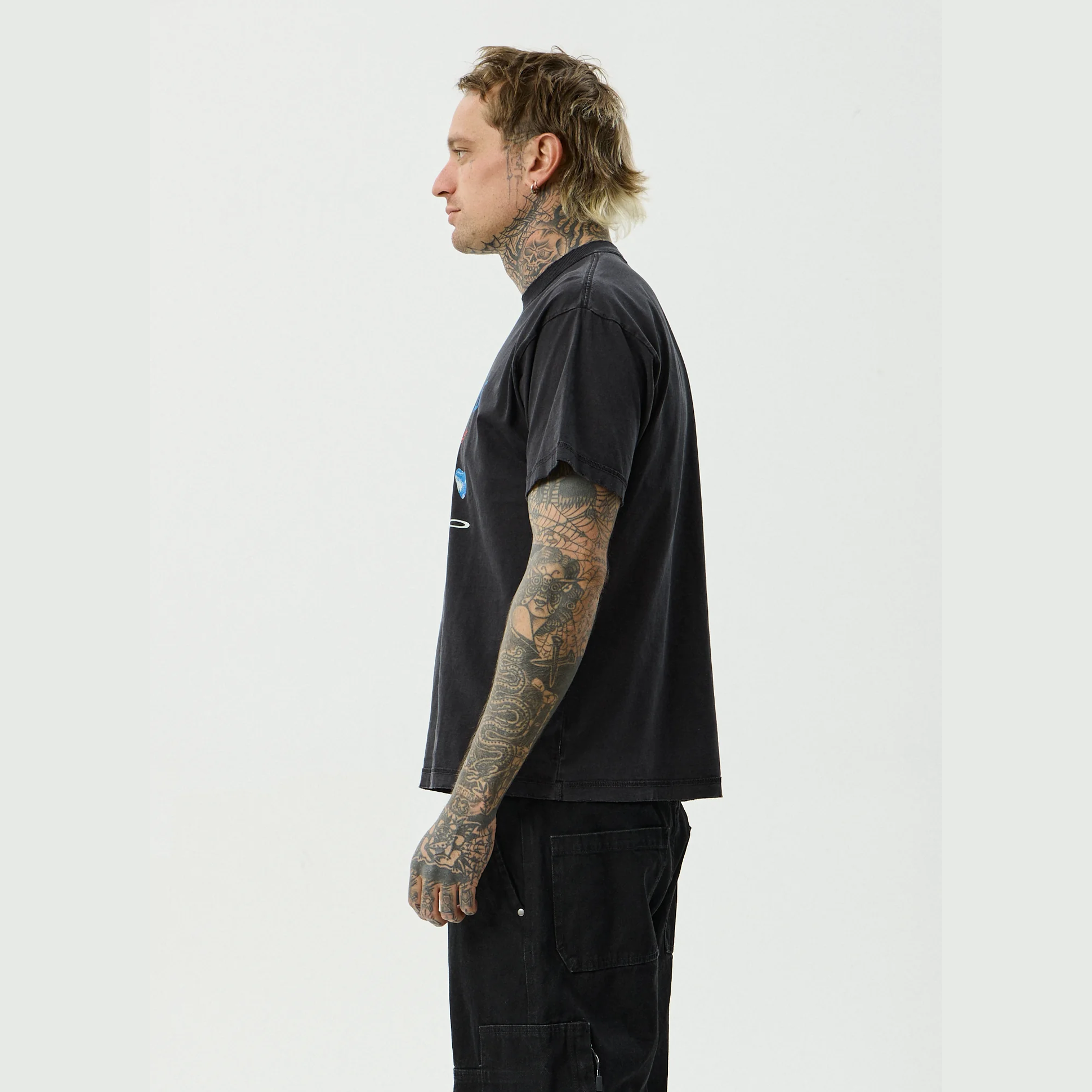 AFENDS Shell Times Boxy Fit Tee - Stone Black