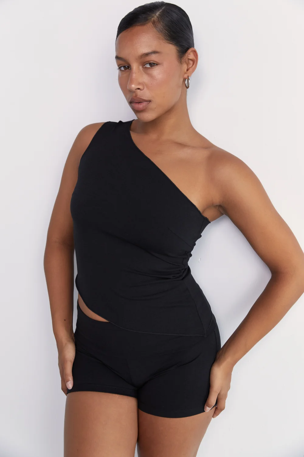 PINKY & KAMAL Fold Over Mini Short 3" - Black