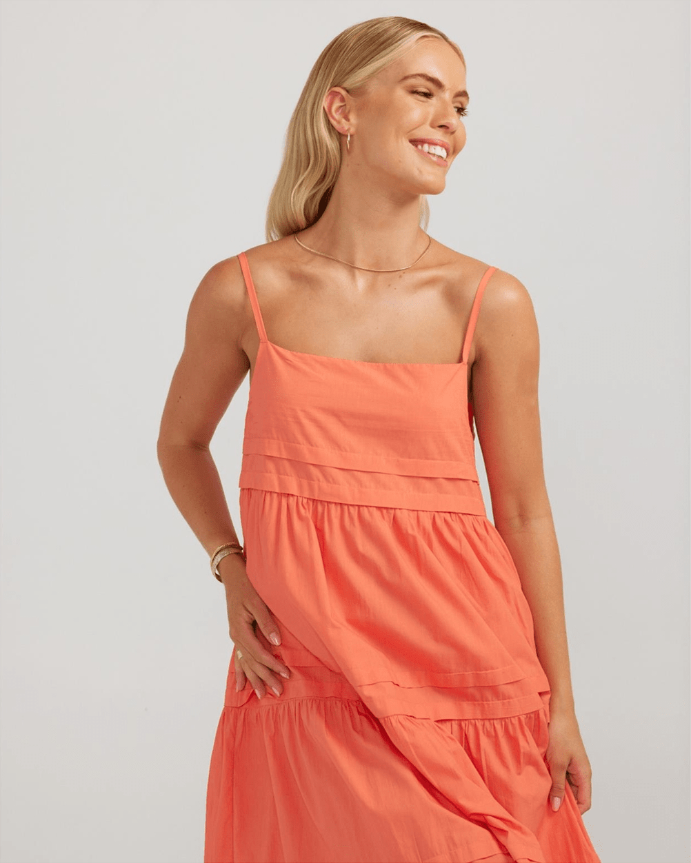 Charlie Holiday Esme Coral Strappy Maxi Dress