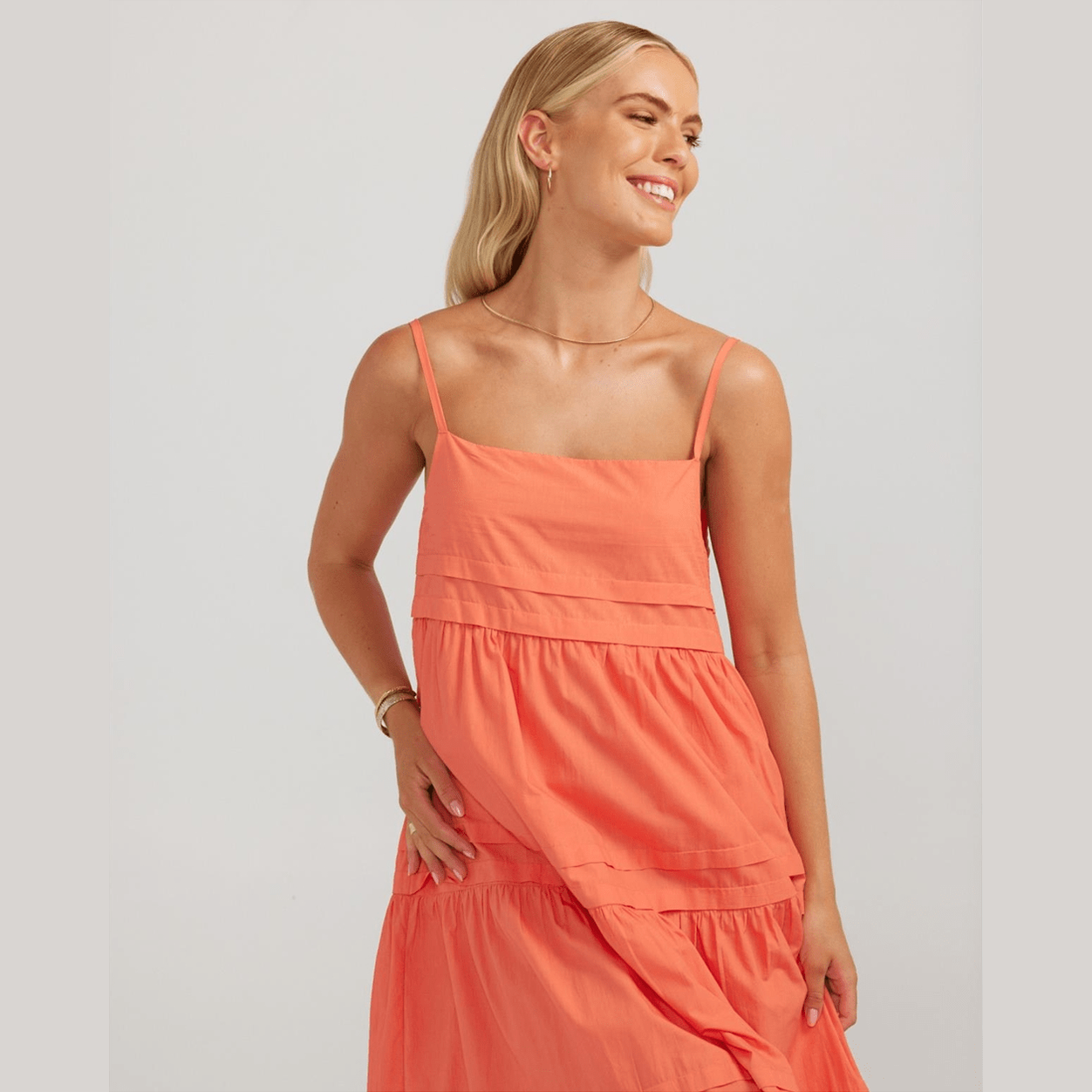 Charlie Holiday Esme Coral Strappy Maxi Dress