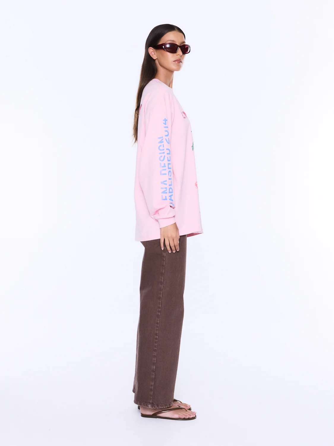 ENA PELLY Hailey long sleeve cuffed tee - Blush pink