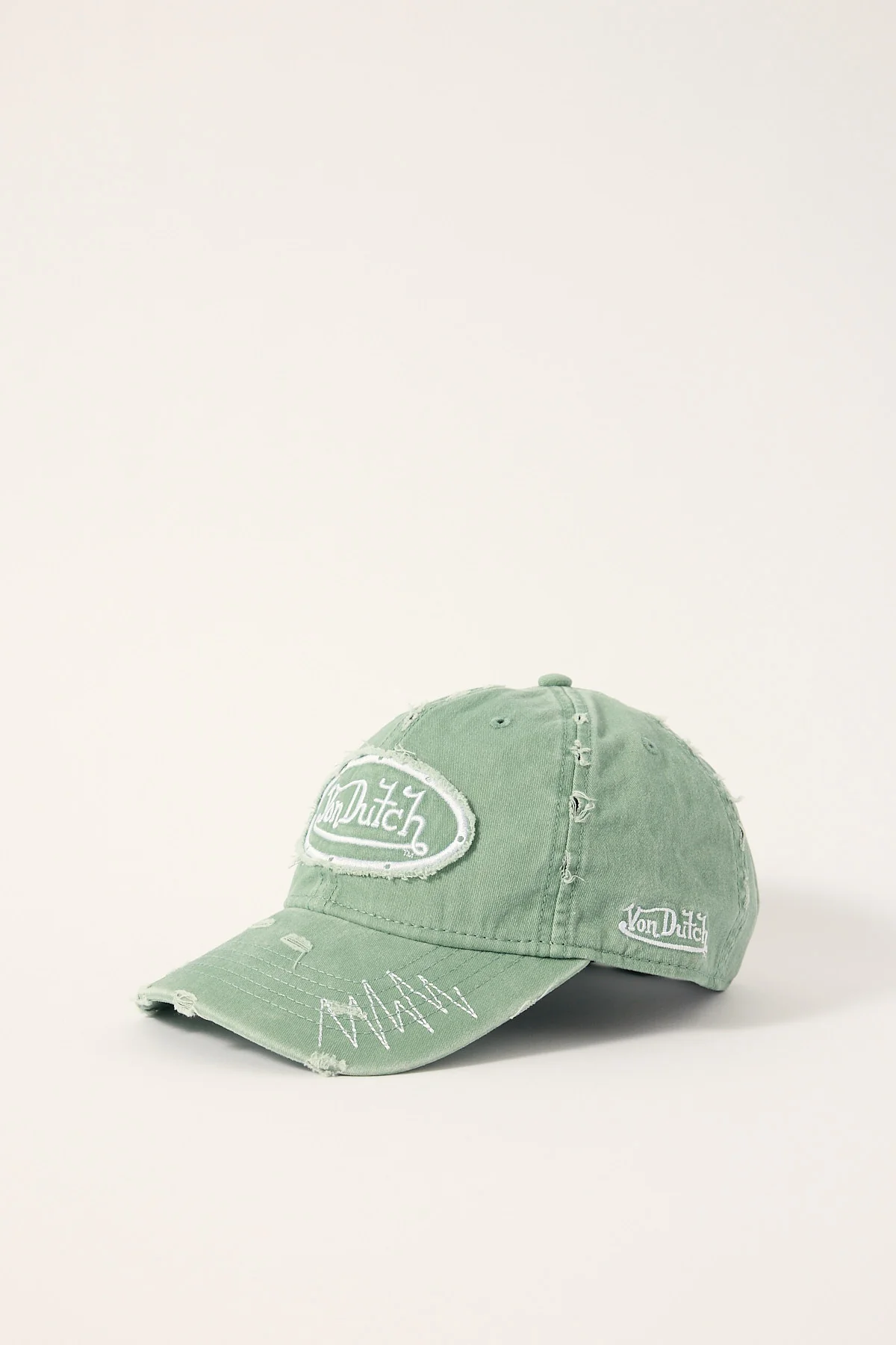 VON DUTCH Distressed Zigzag Dad Cap - Sage