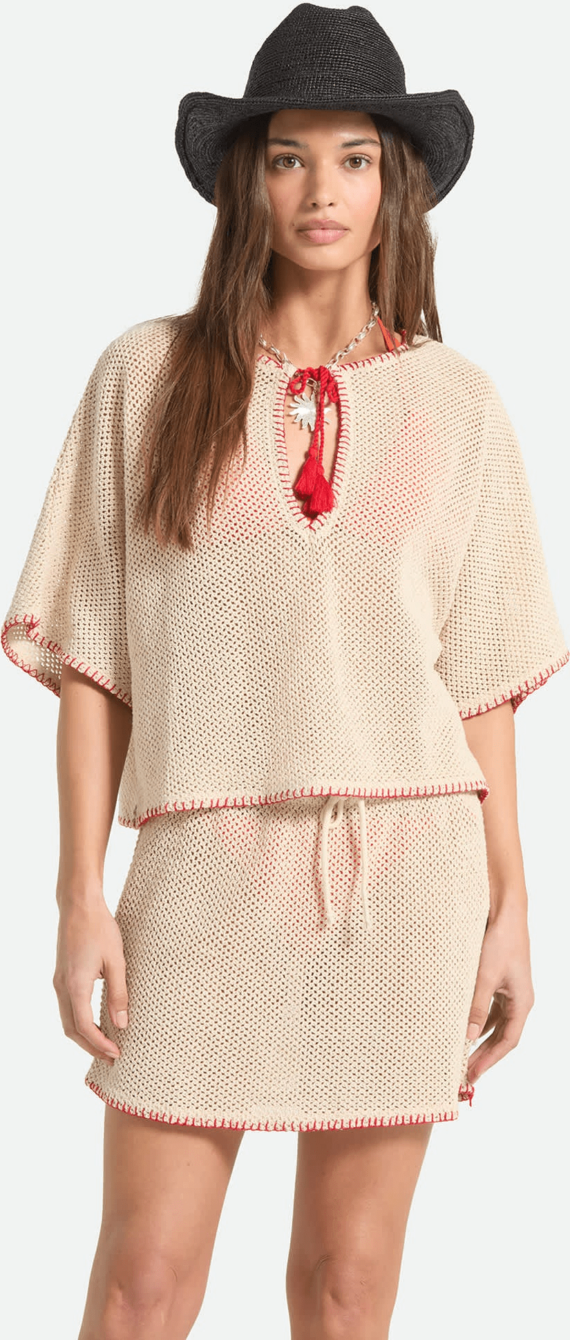 BRIXTON The crochet cover up - Timeless taupe