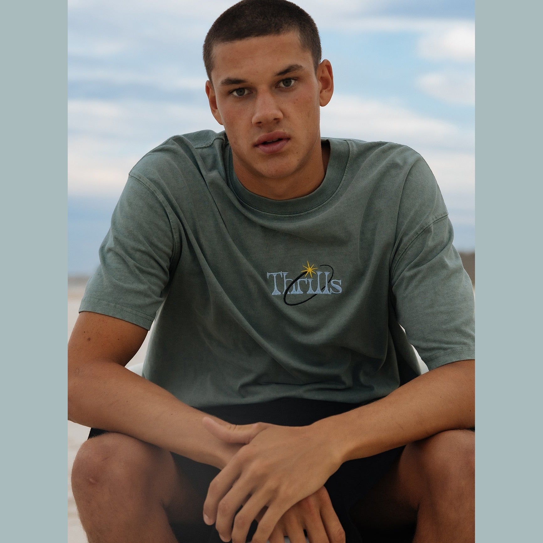 THRILLS ambient connections box fit oversize tee - chinois green