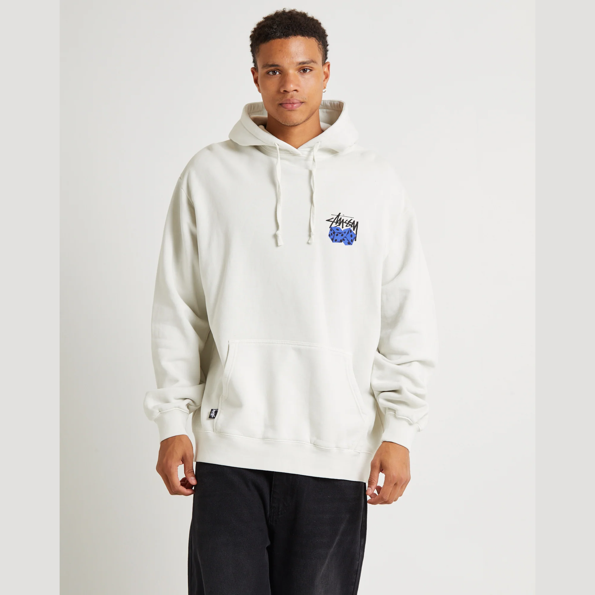 STUSSY Pair of Dice Fleece Hood - Pigment Washed White