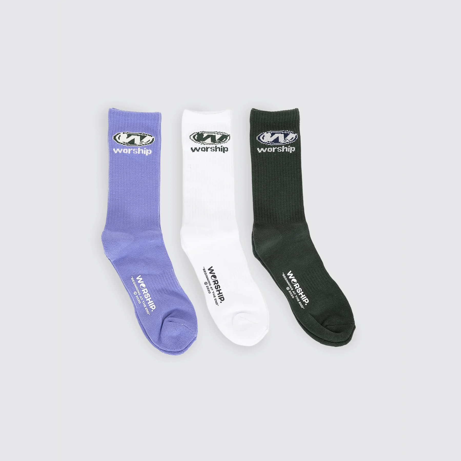 WORSHIP Sonic socks 3pack - White/green/blue