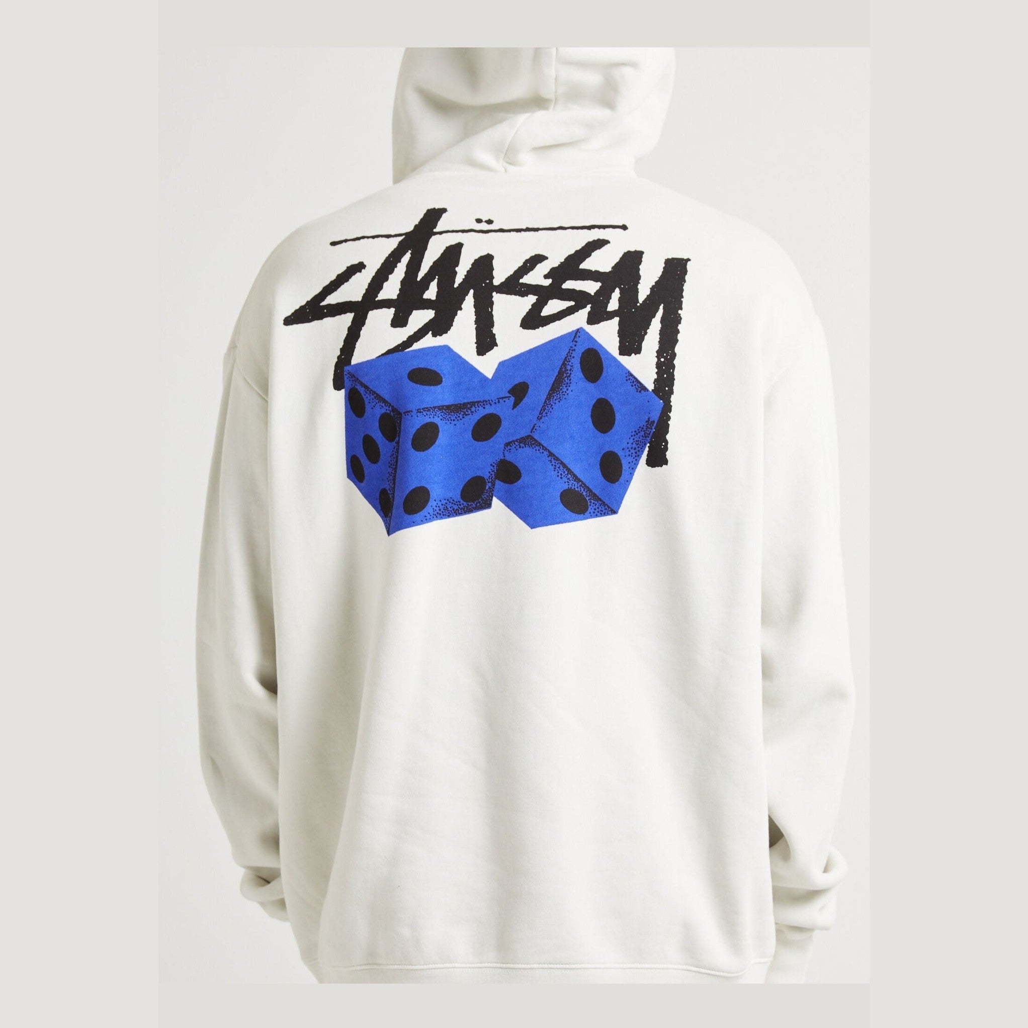 Stussy Pair of Dice Fleece Hood - Pigment Washed White
