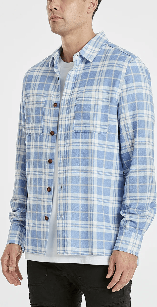 Kscy trusted casual long sleeve shirt - purple/tan check
