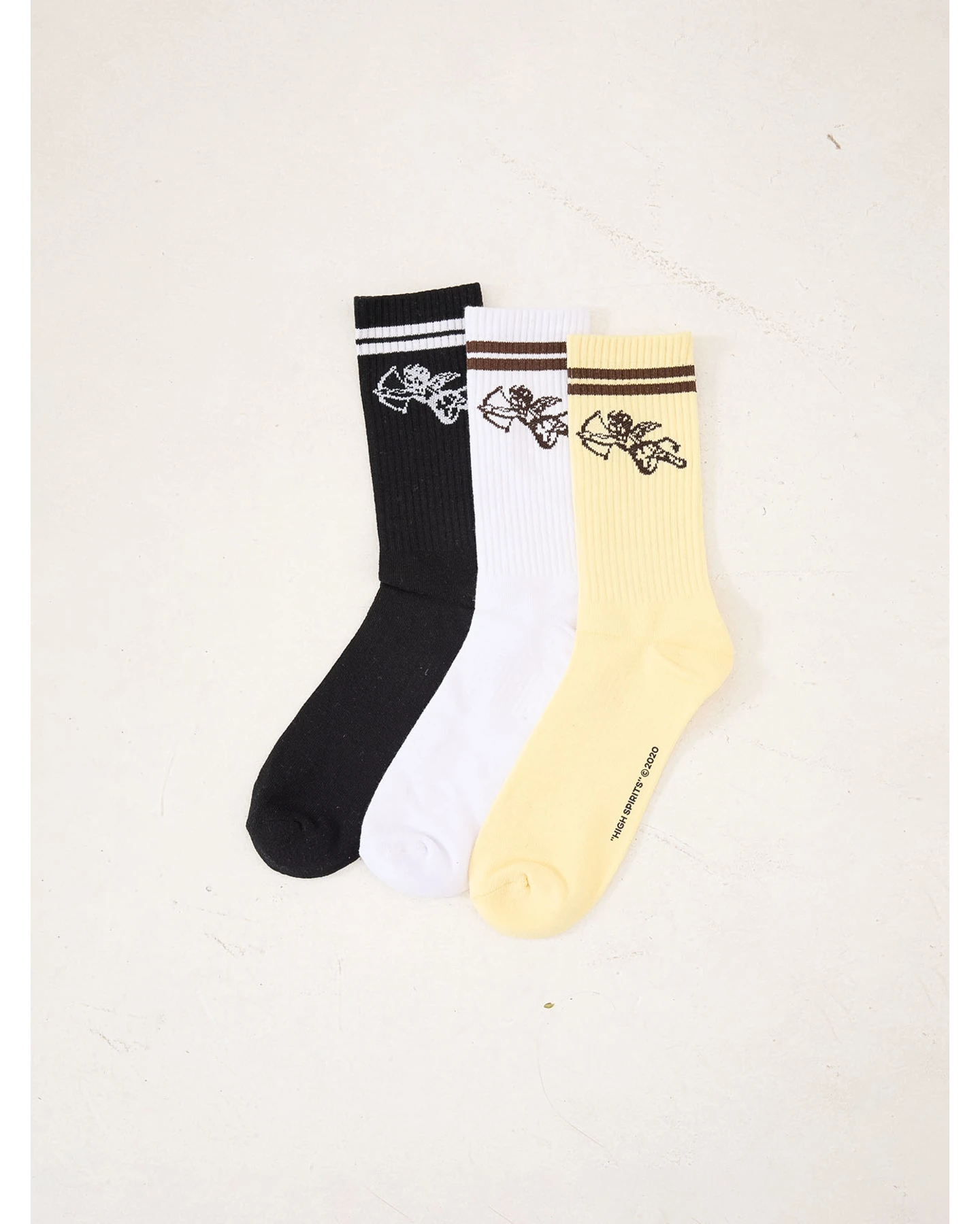 WORSHIP Cherub 3 Pack Socks - Lemon Icing - Black - White