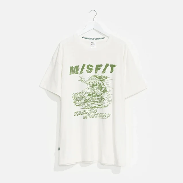 Misfit yandina speedway 50/50 tee - washed white