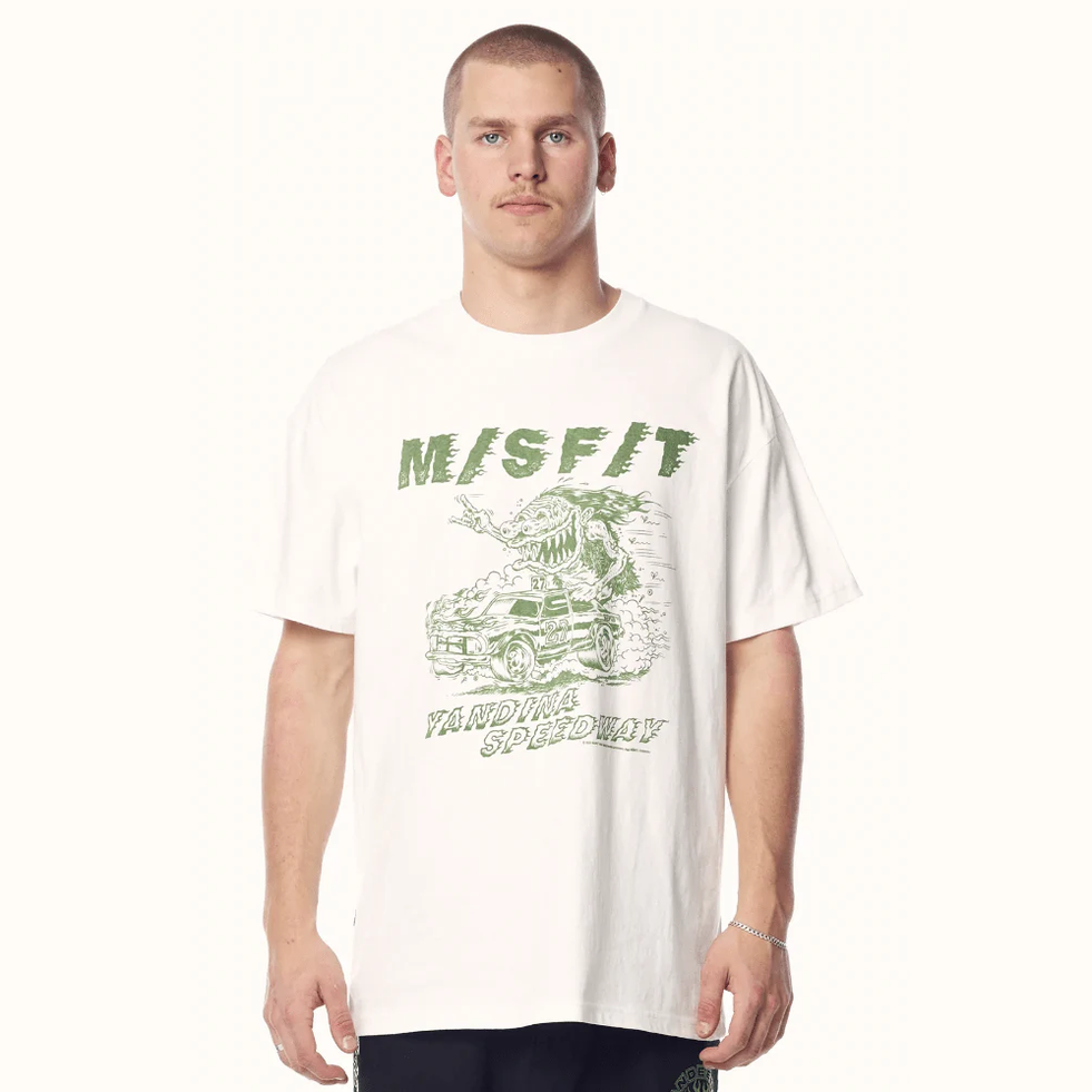 Misfit yandina speedway 50/50 tee - washed white