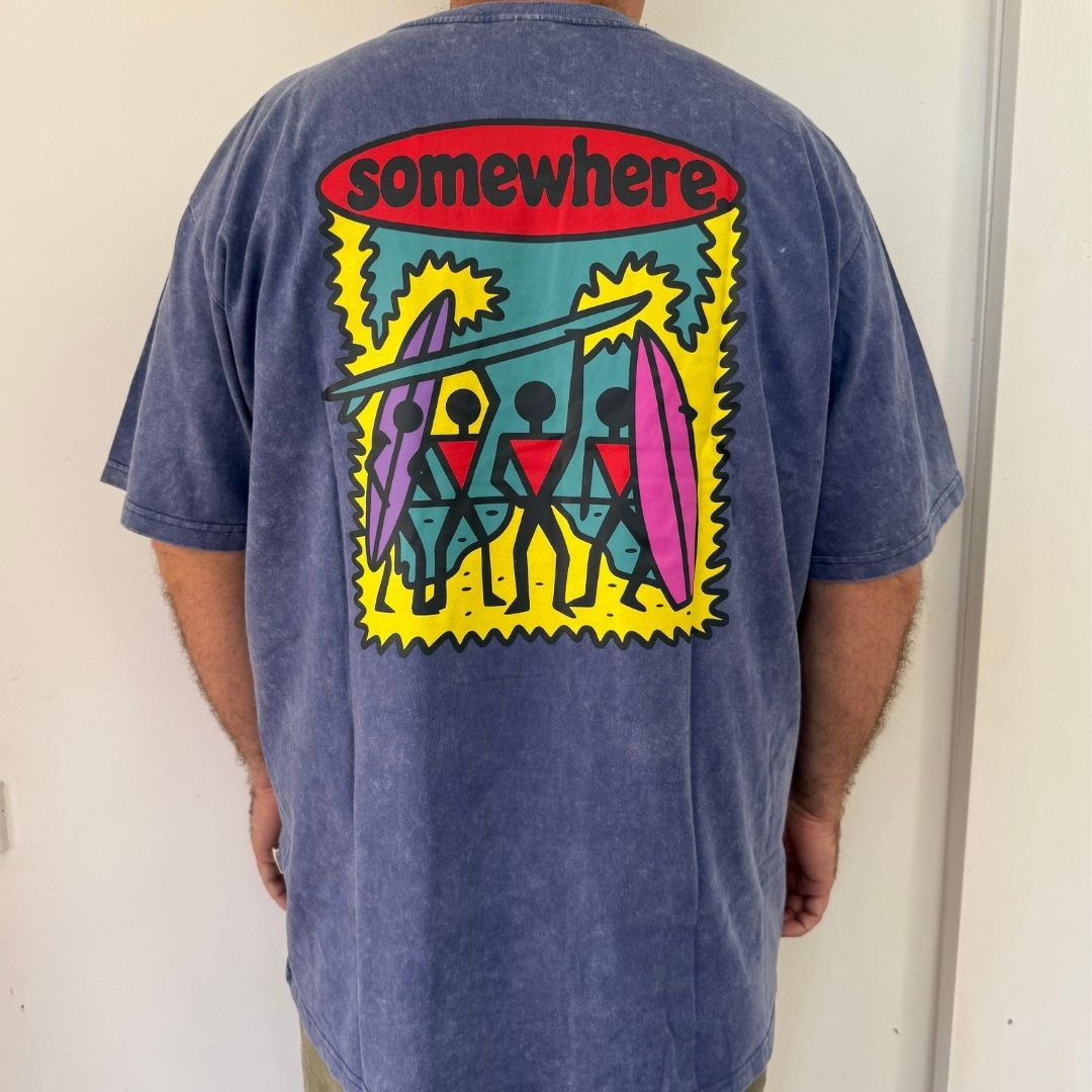 Somewhere – The Retro Tee – Washed Blue