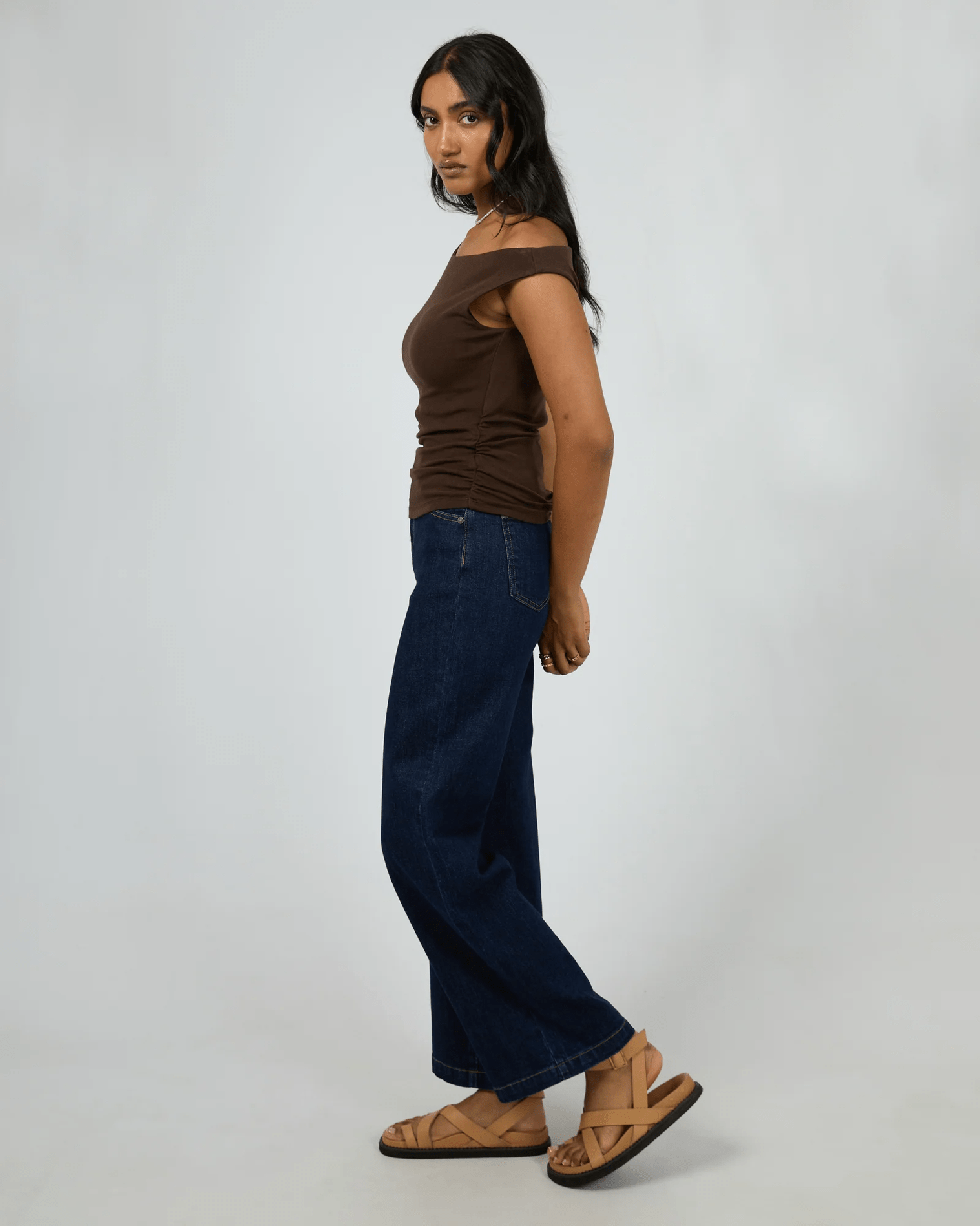 ALL ABOUT EVE Kylie Off Shoulder Top - Brown