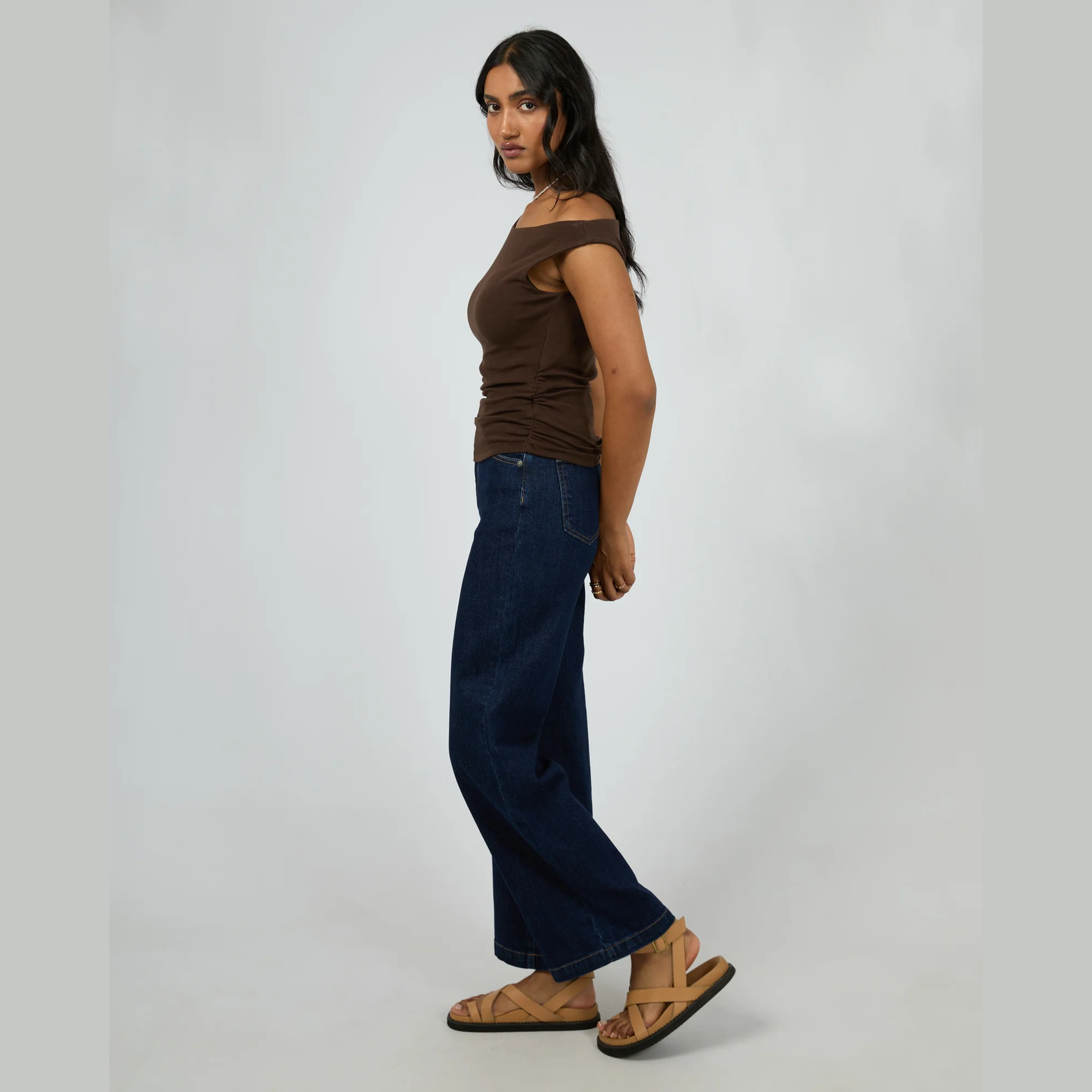 ALL ABOUT EVE Kylie Off Shoulder Top - Brown