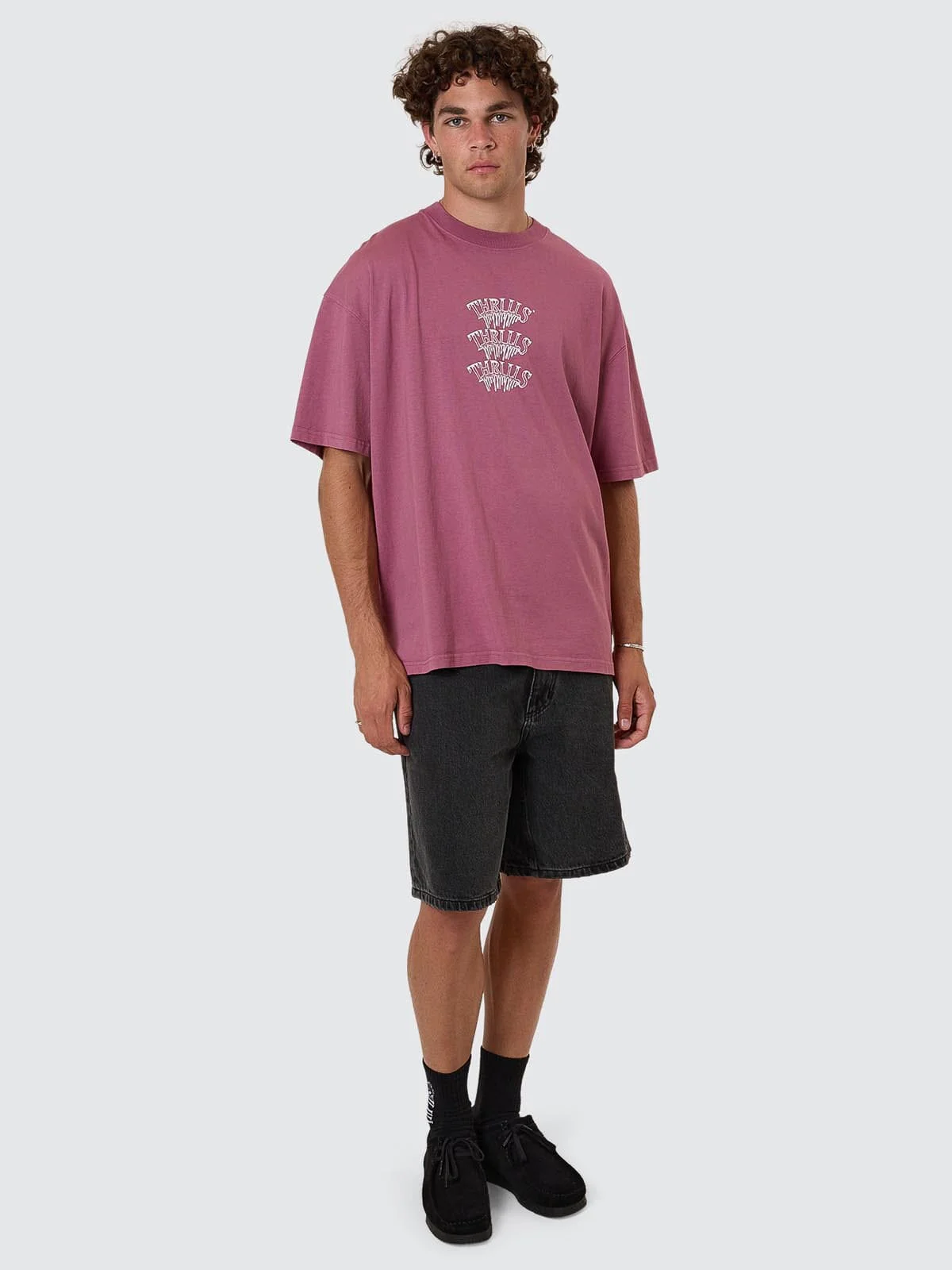 THRILLS Reality dreams box fit oversize tee - Delta berry