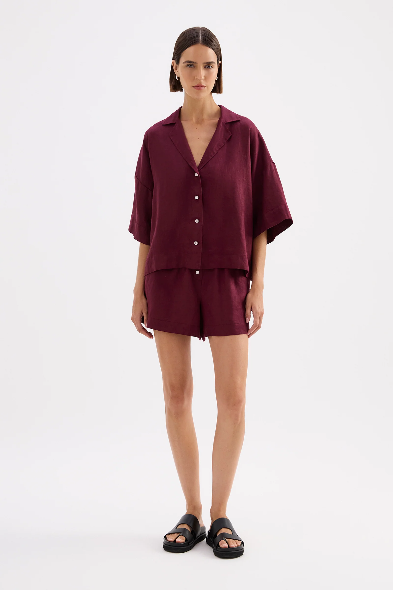 NUDE LUCY Lounge linen short - Merlot