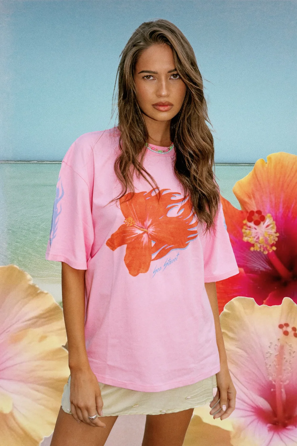 SEA STREET Flaming Hibiscus T-Shirt