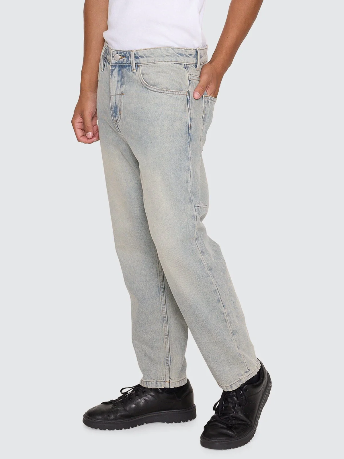 THRILLS Chopped Straight Cropped Denim Jean - Light granite blue
