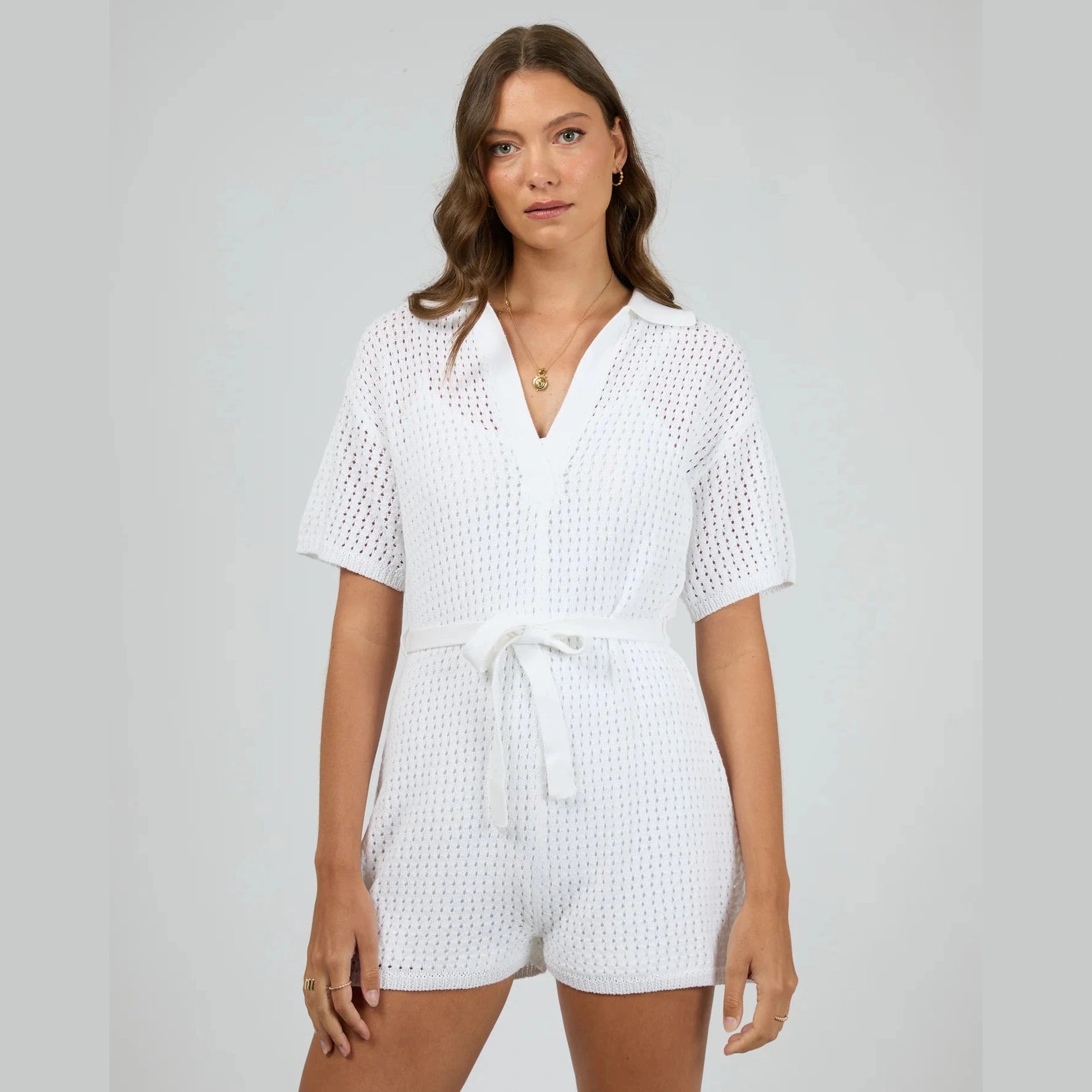 ALL ABOUT EVE Crochet playsuit - Vintage white