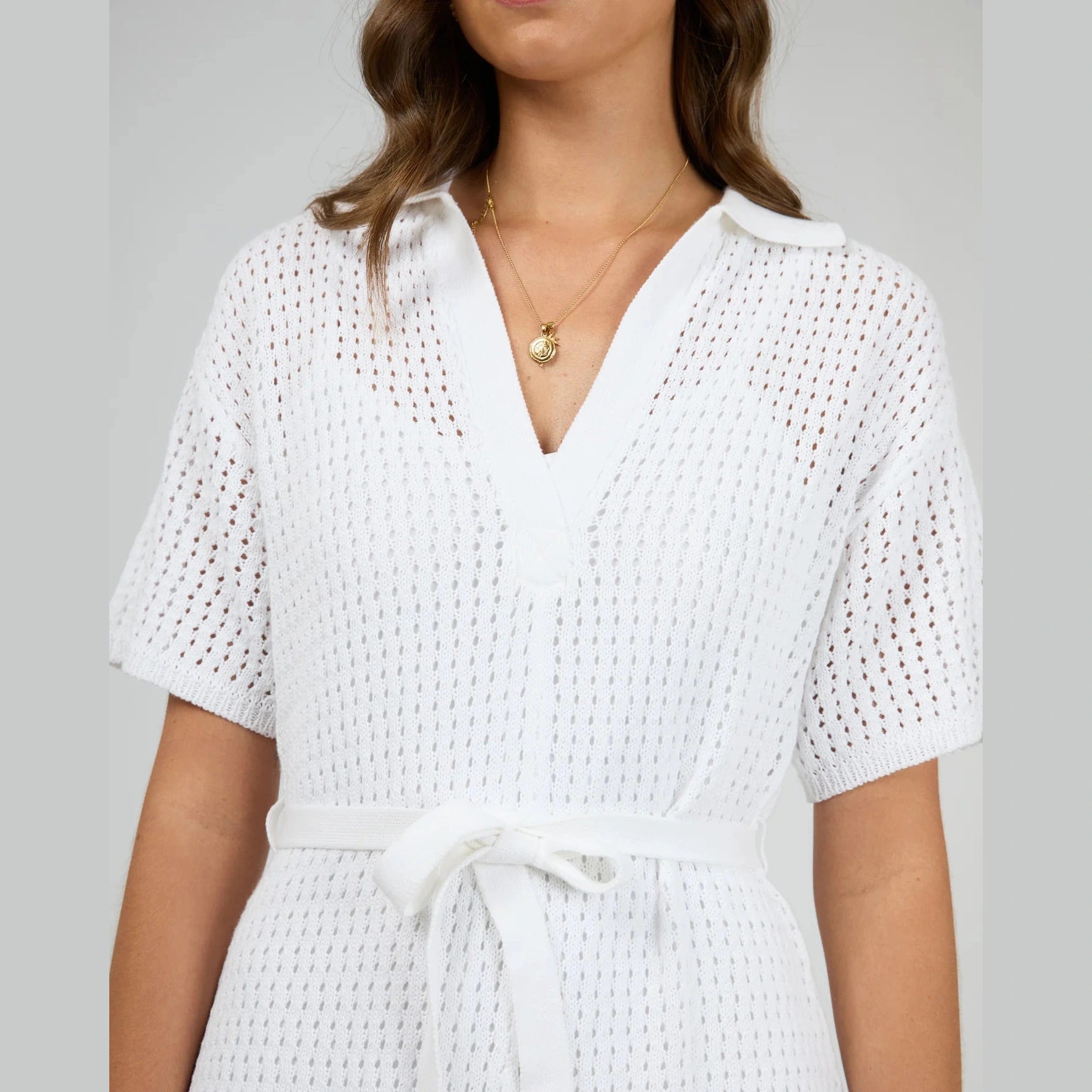 ALL ABOUT EVE Crochet playsuit - Vintage white