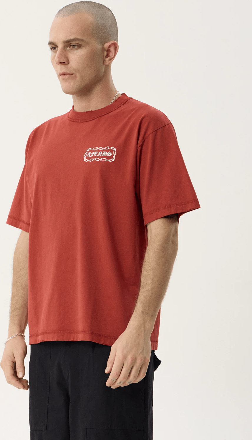 AFENDS Spiritual heavyweight boxy tee - Vintage ketchup