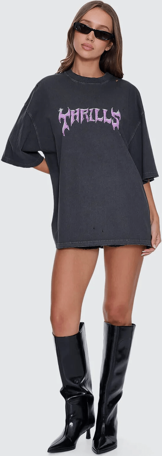Thrills Neon Metal Oversized Tee - Merch Black