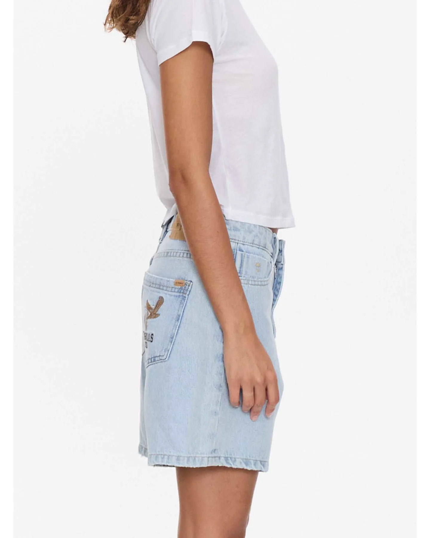 THRILLS Billie Low Rise Baggy Embro Short - Serenity Blue