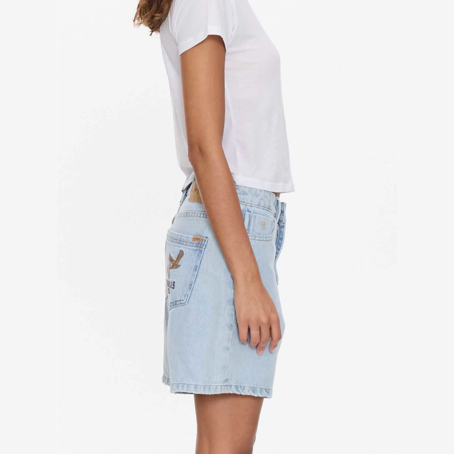 THRILLS Billie Low Rise Baggy Embro Short - Serenity Blue