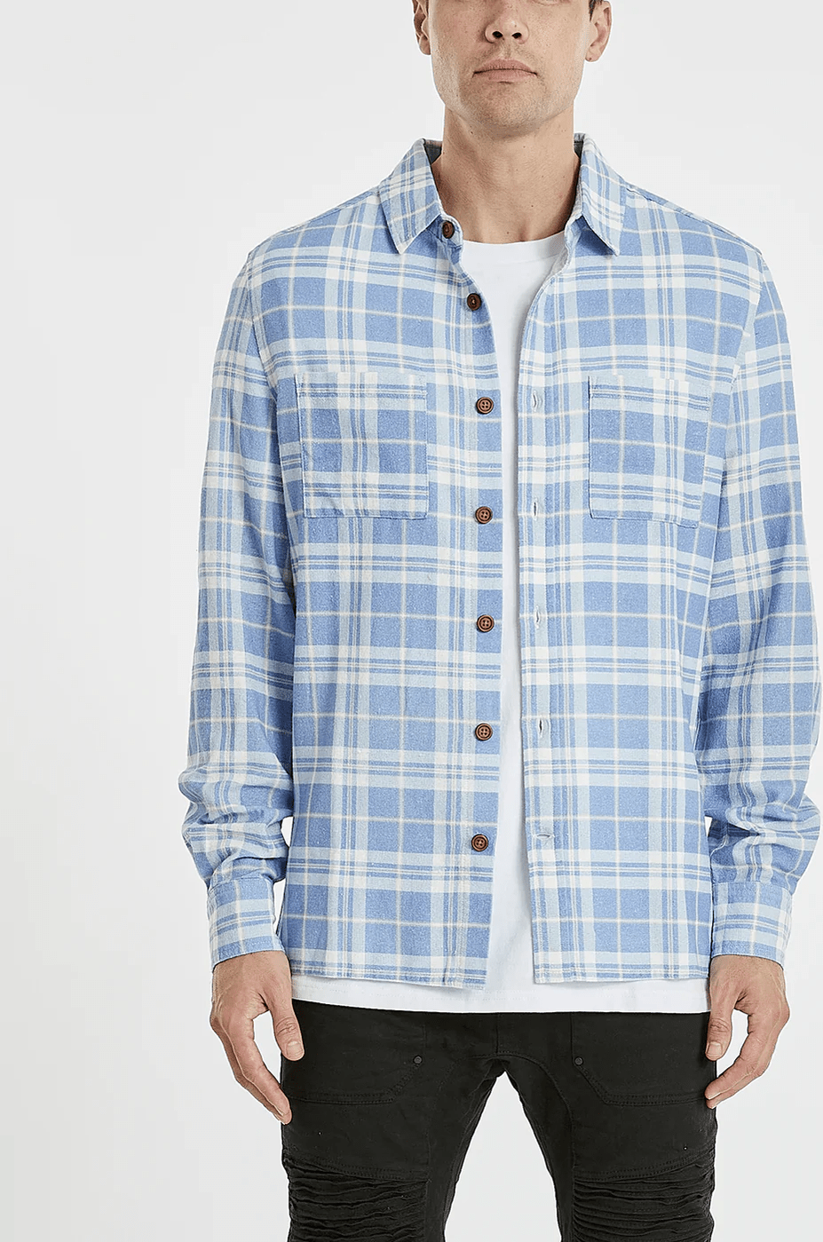 Kscy trusted casual long sleeve shirt - purple/tan check