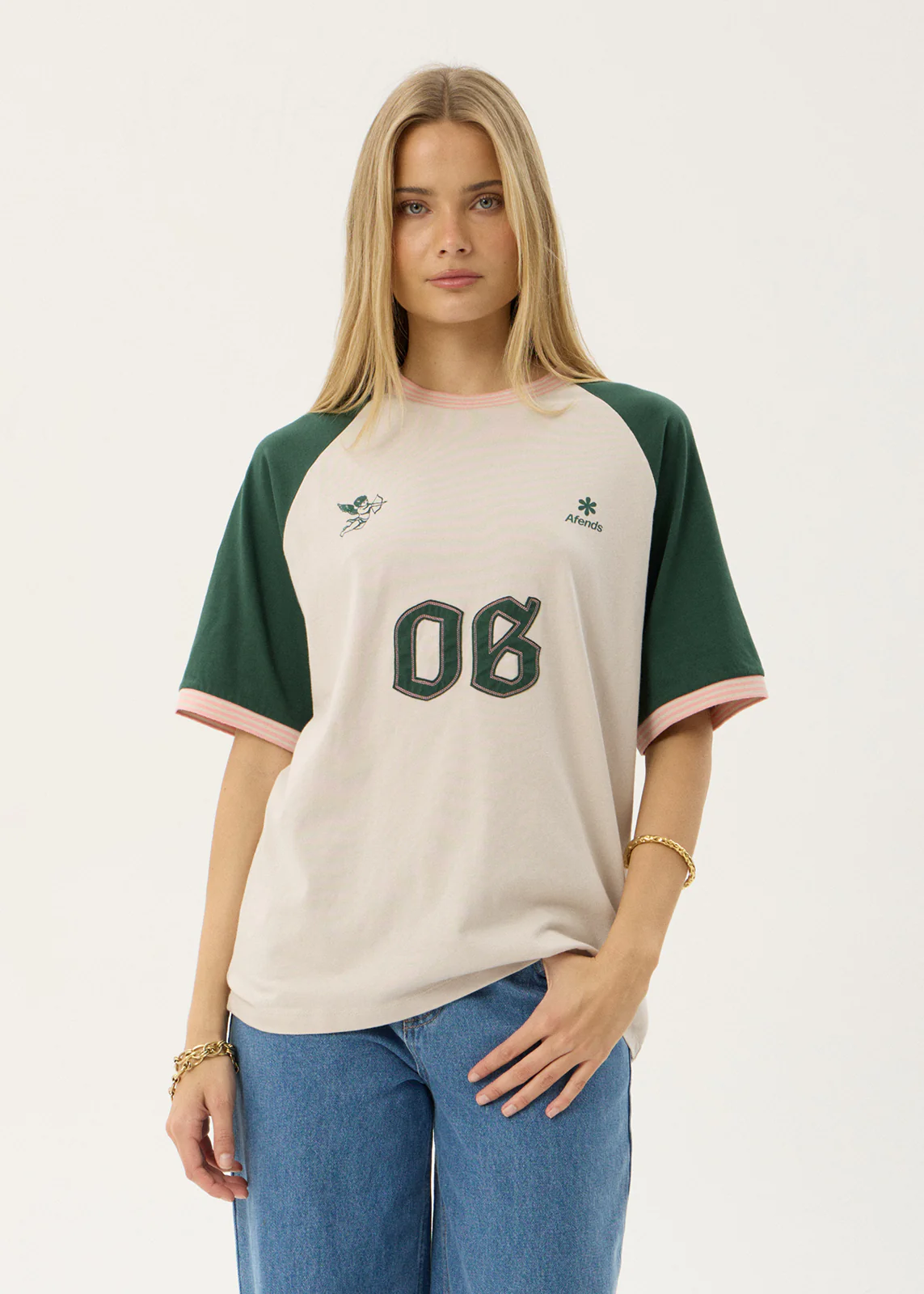 AFENDS Give em hell oversized tee - Moonbeam