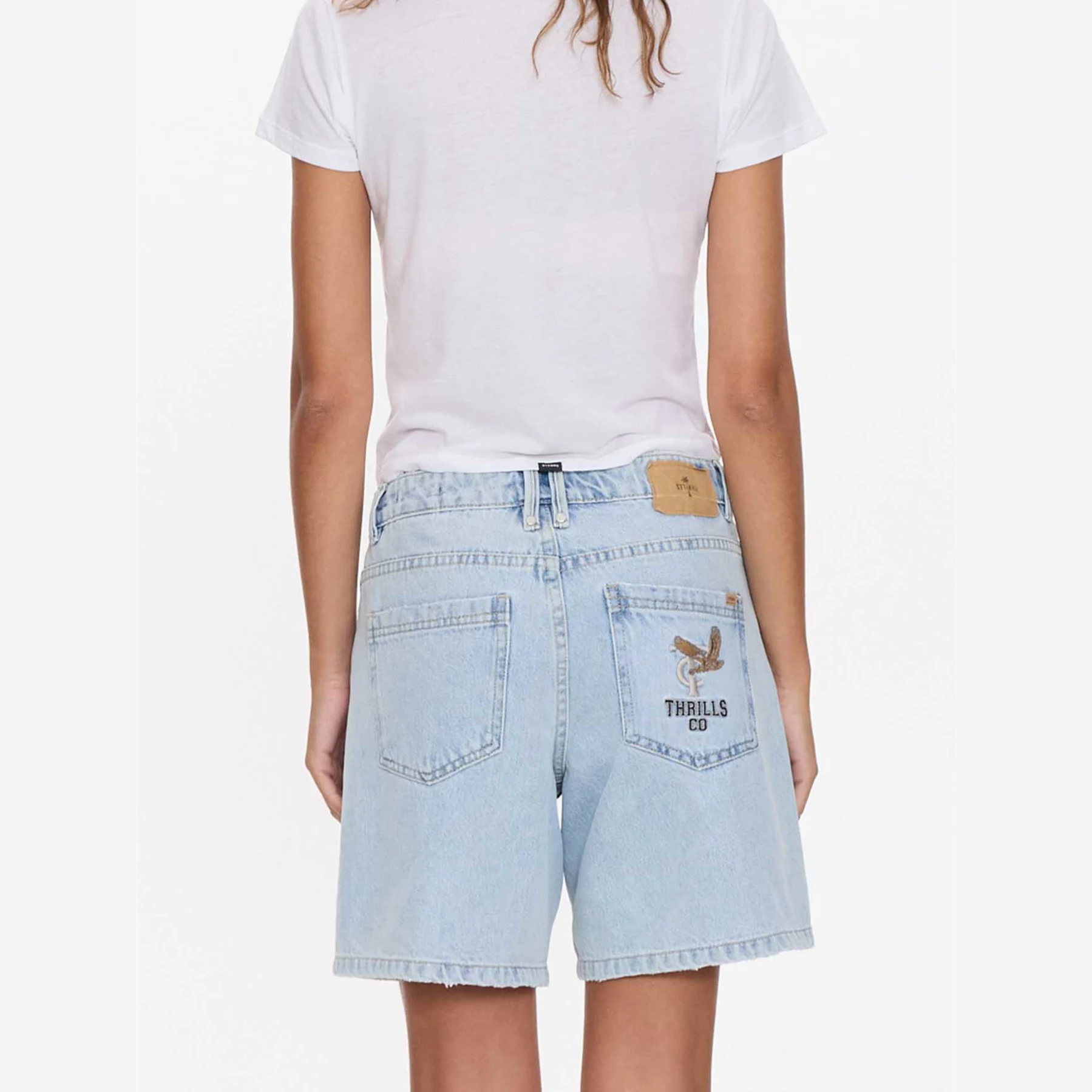 THRILLS Billie Low Rise Baggy Embro Short - Serenity Blue