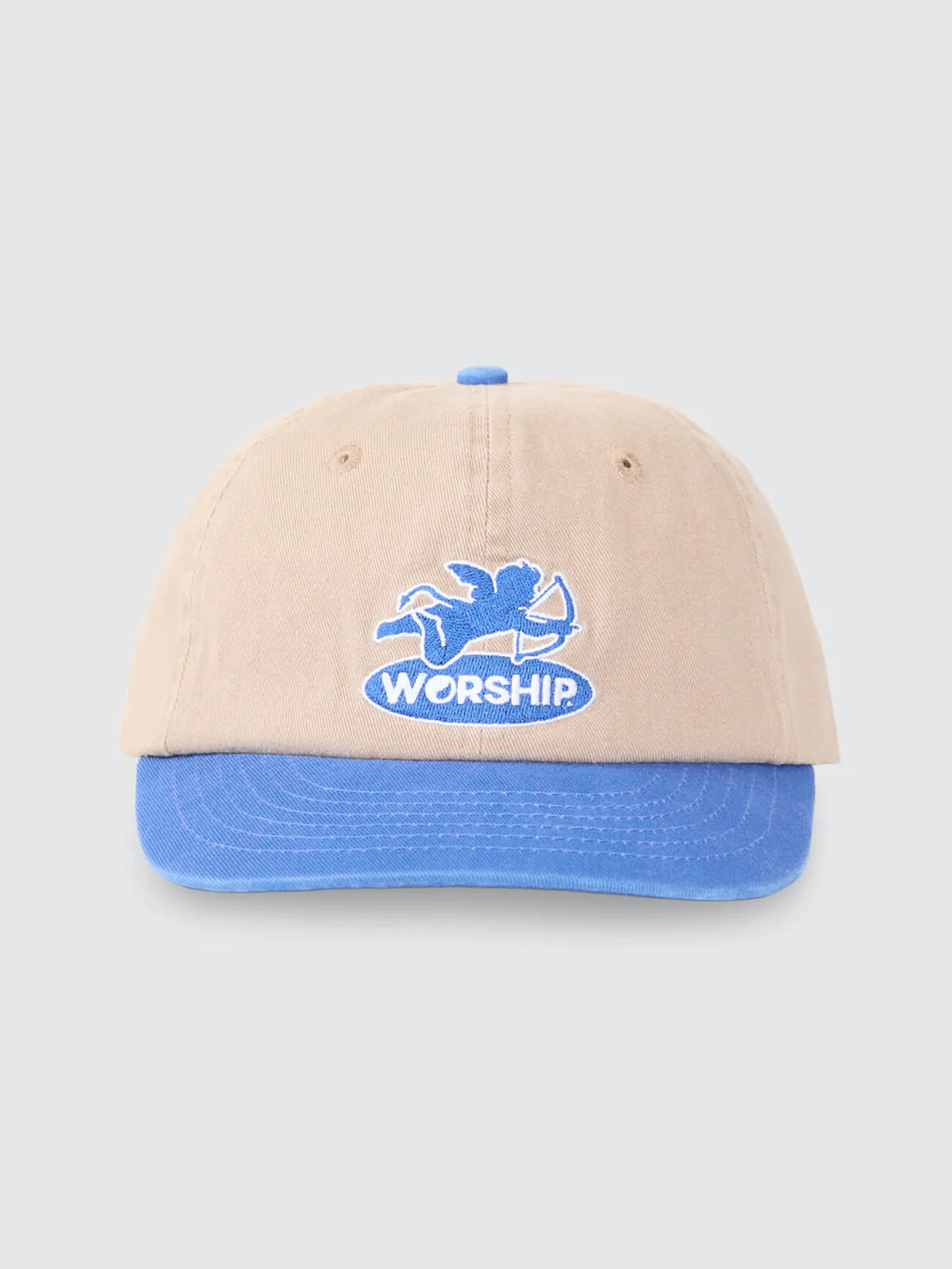 WORSHIP Shadow Cherub 6 Panel Short Brim Hat - Blue - Tan