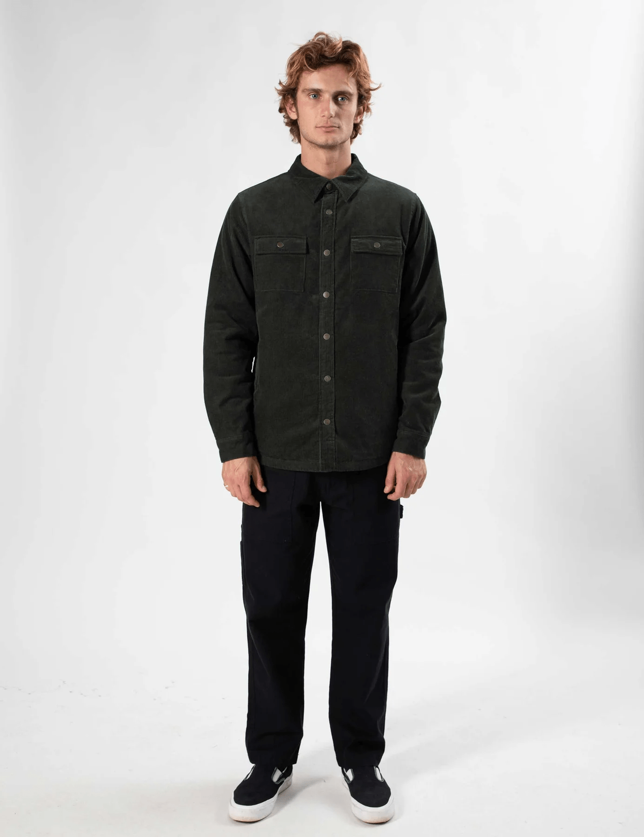 MR SIMPLE Quilted Cord Jacket - Pine