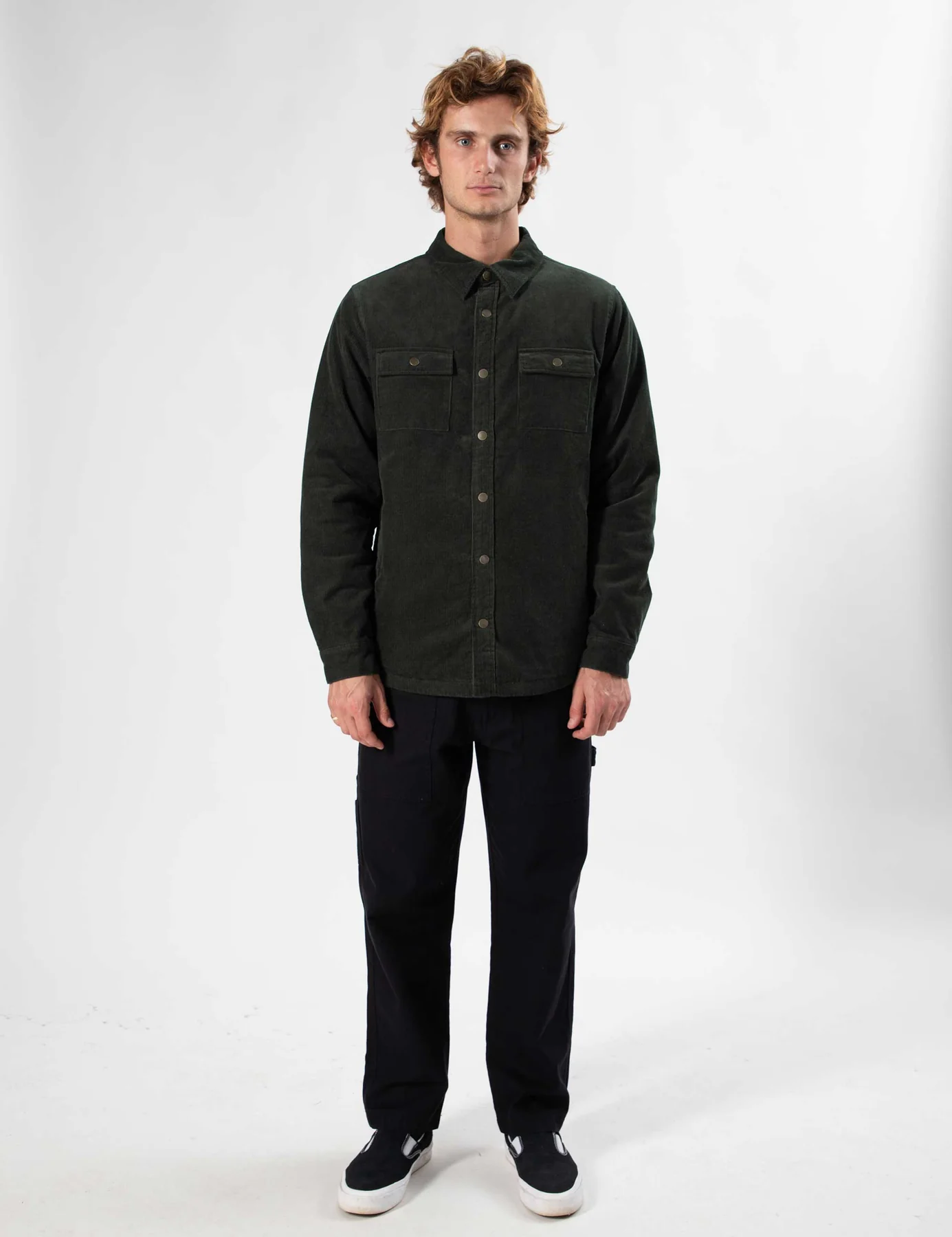 MR SIMPLE Quilted Cord Jacket - Pine