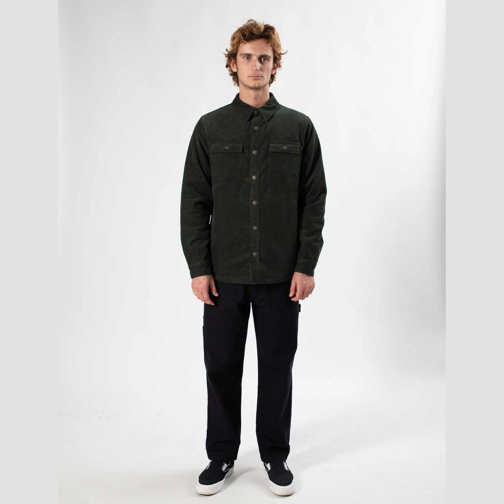 MR SIMPLE Quilted Cord Jacket - Pine