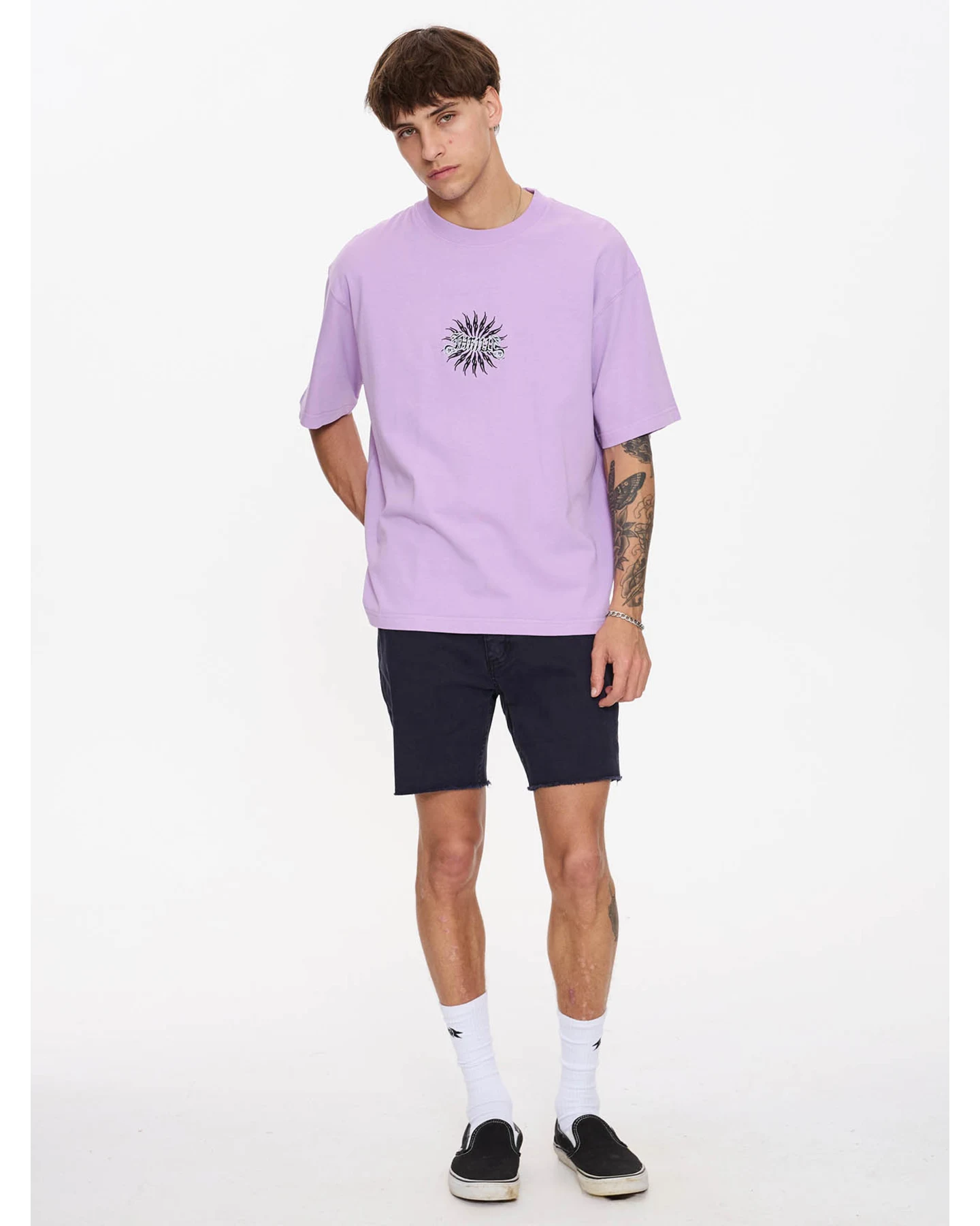 THRILLS Peace Power Embro Box Fit Oversize Cropped Tee - Lupine