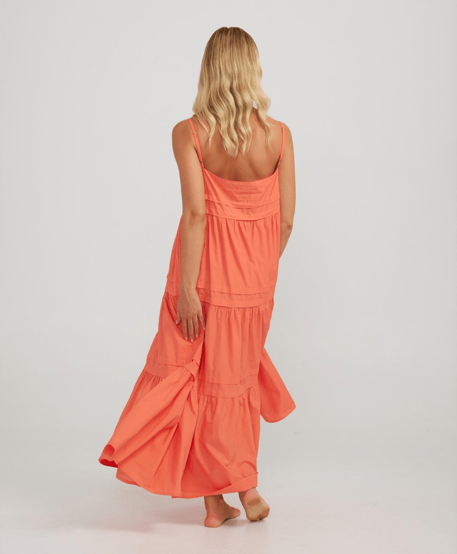 Charlie Holiday Esme Coral Strappy Maxi Dress