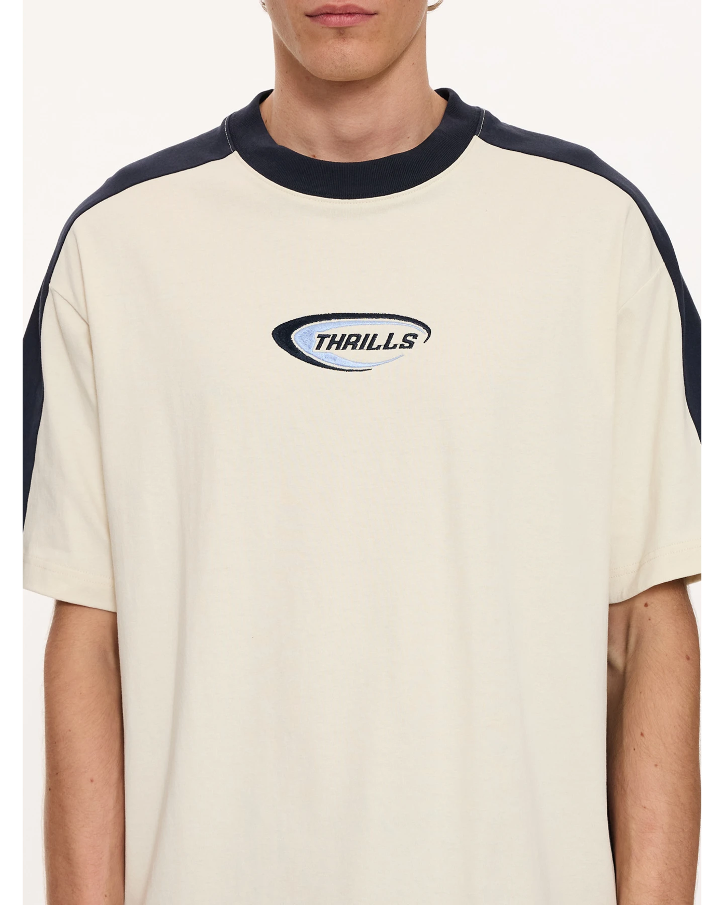 THRILLS Fusion Panel Box Fit Oversize Cropped Tee - Heritage White