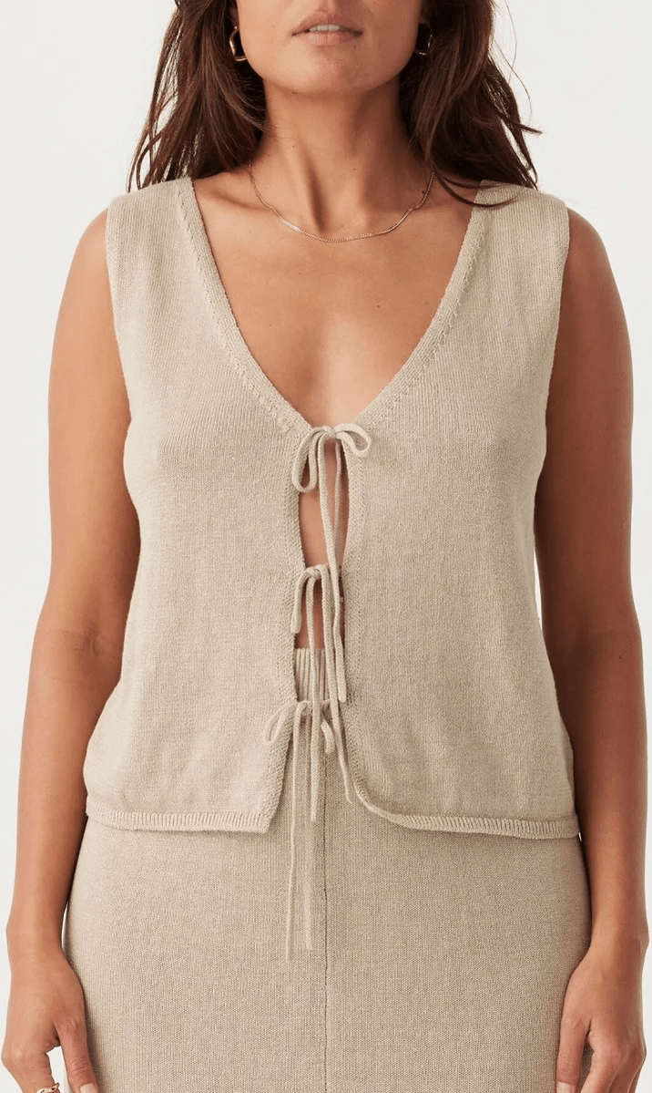 ARCAA Poppy Organic Cotton Linen Reversible Vest - Taupe