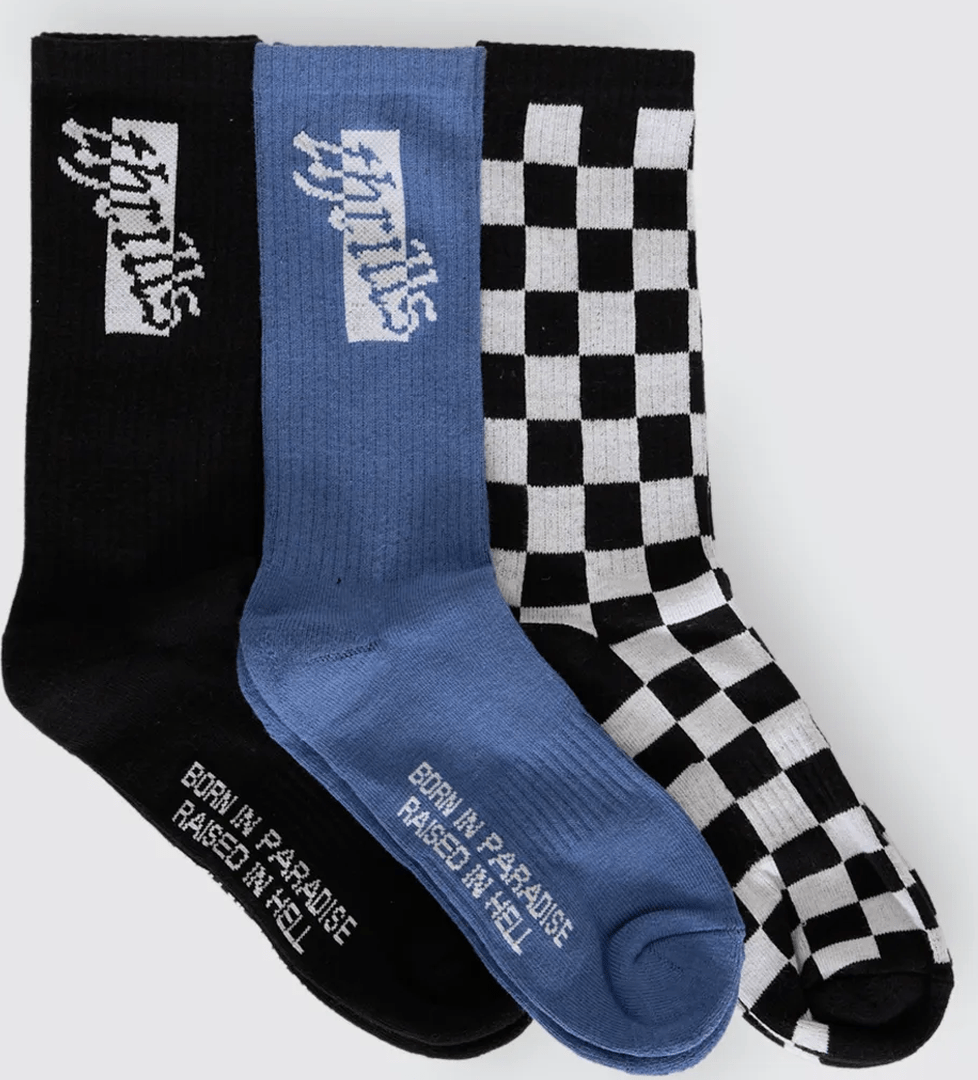 THRILLS Can You Feel It 3 Pack Sock - Black - Federal Blue - Black Check
