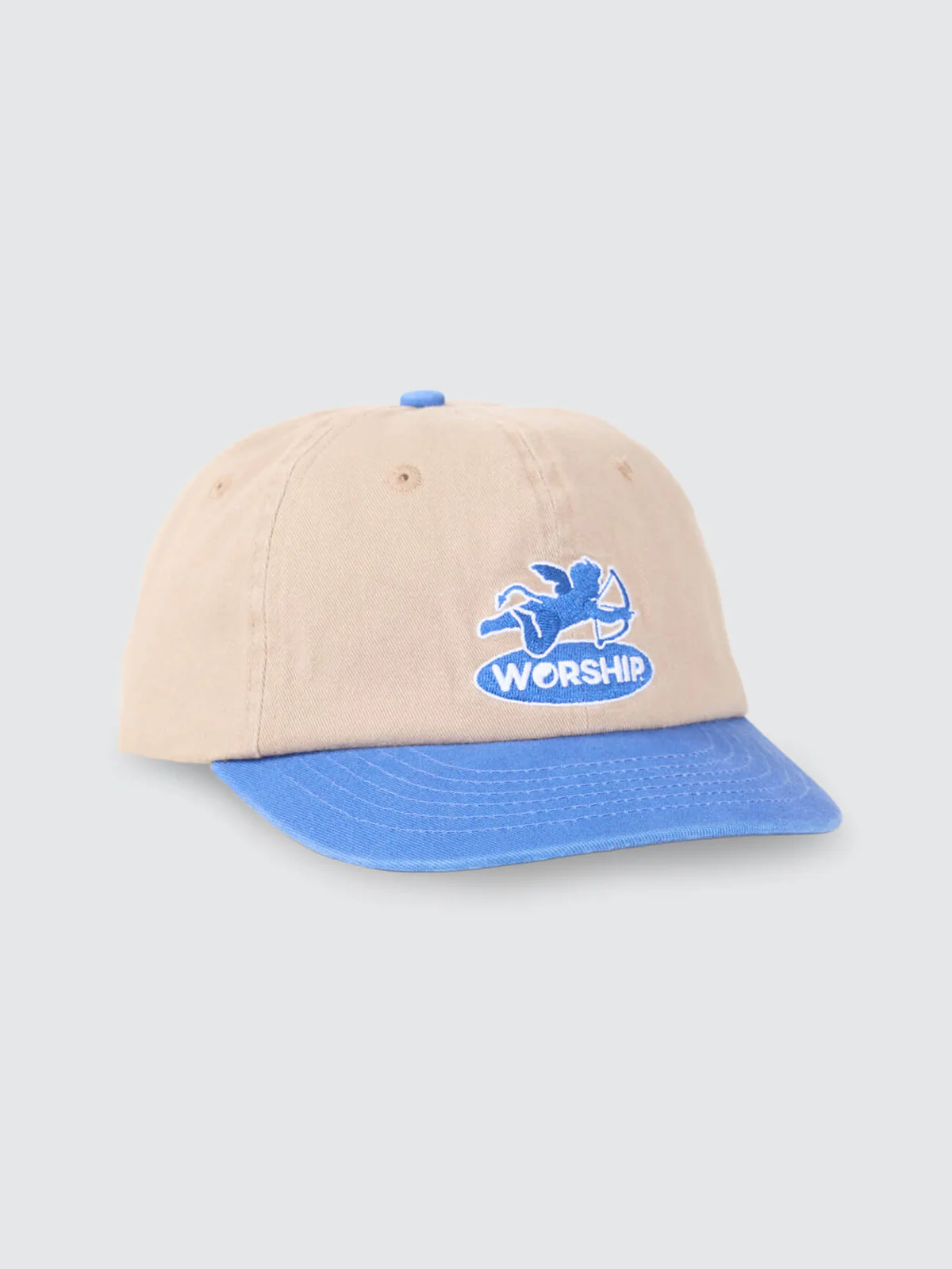 WORSHIP Shadow Cherub 6 Panel Short Brim Hat - Blue - Tan