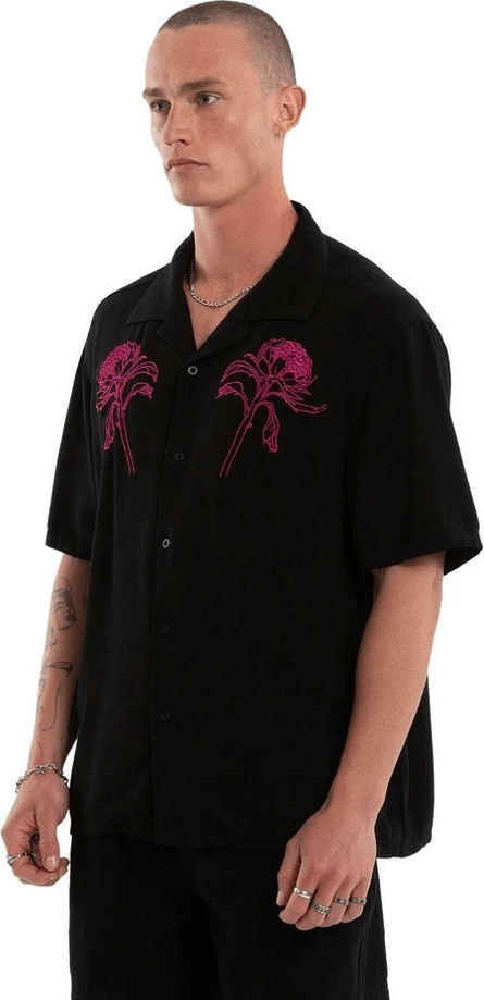 NOMDAIC PARADISE Florisim Cropped Resort Shirt - Jet black