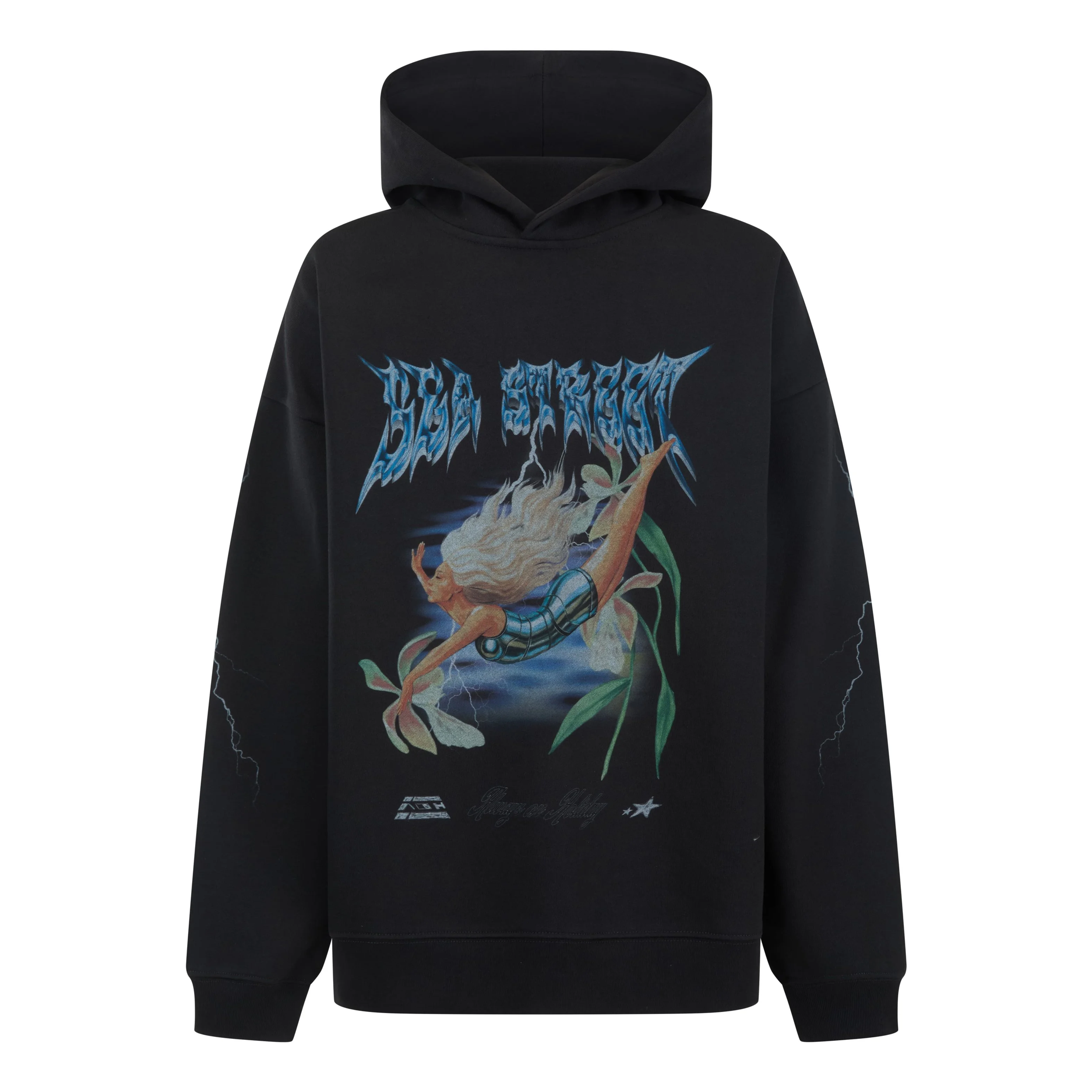 SEA STREET Metallic driver oversized hoody - Washed black