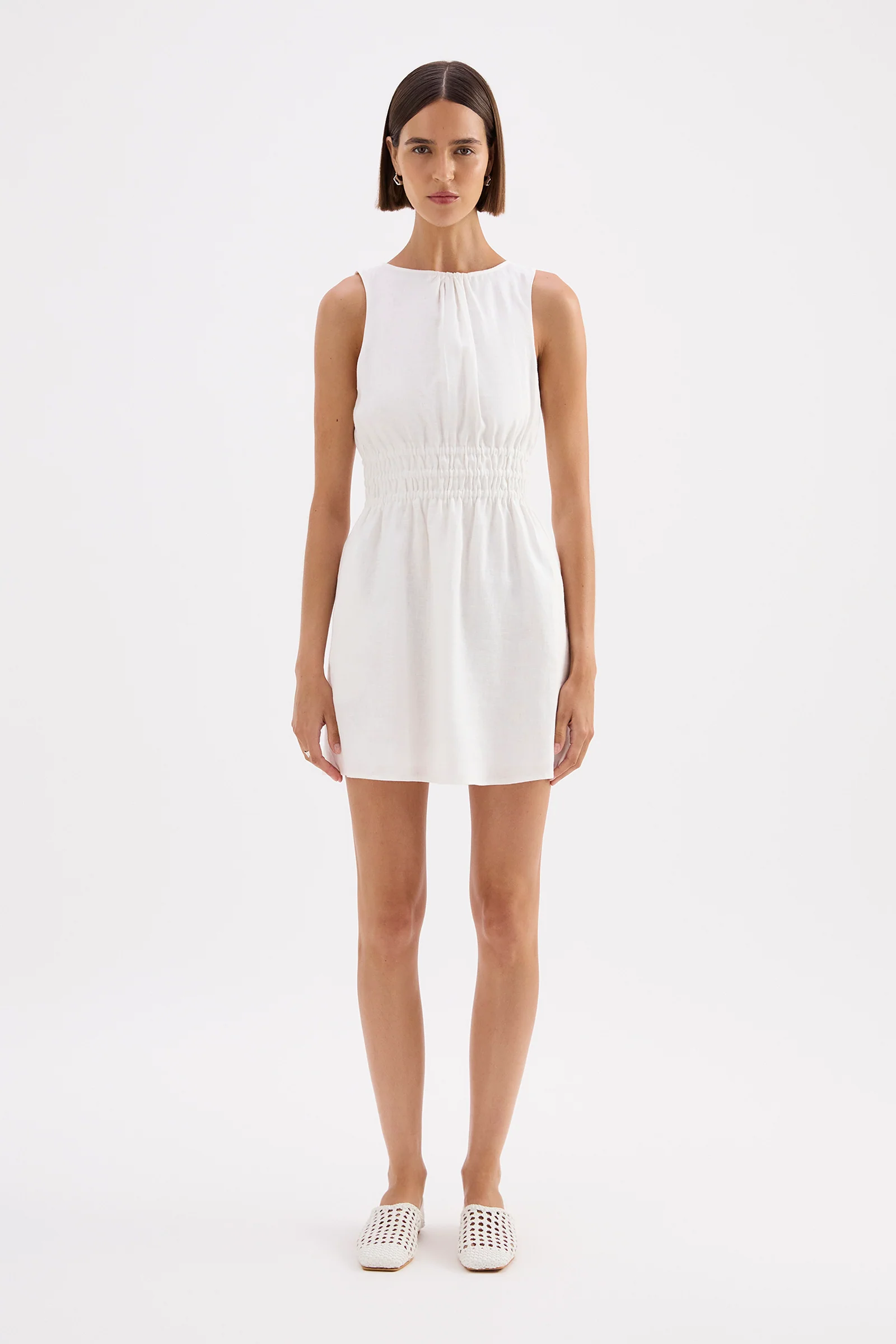 NUDE LUCY Andri Linen Mini Dress - White