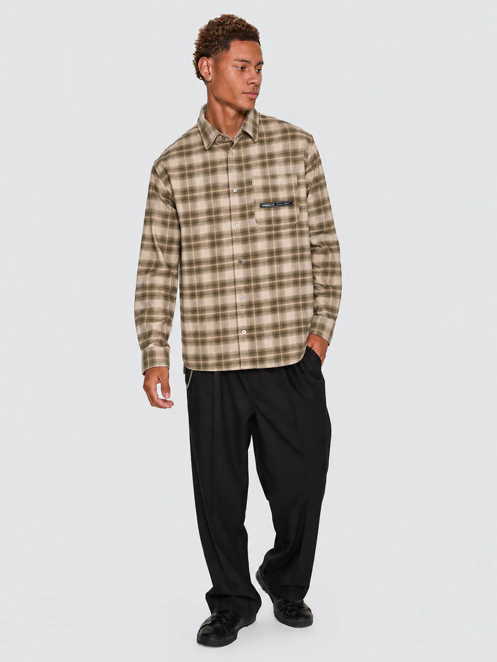 THRILLS Paradise Built Barrio Long Sleeve Flannel Shirt - Military green