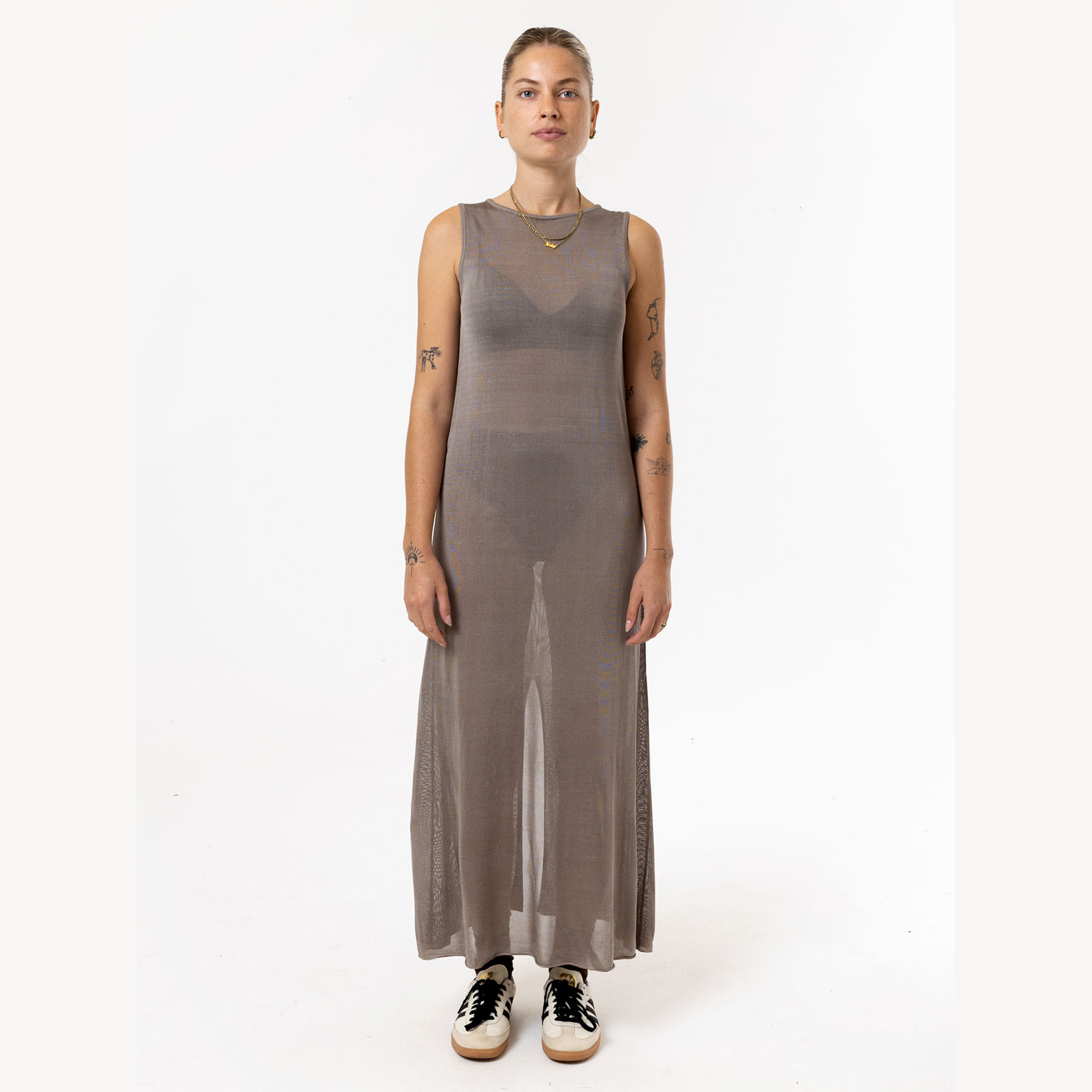 THRILLS Anais sleeveless sheer knit dress - Fungi
