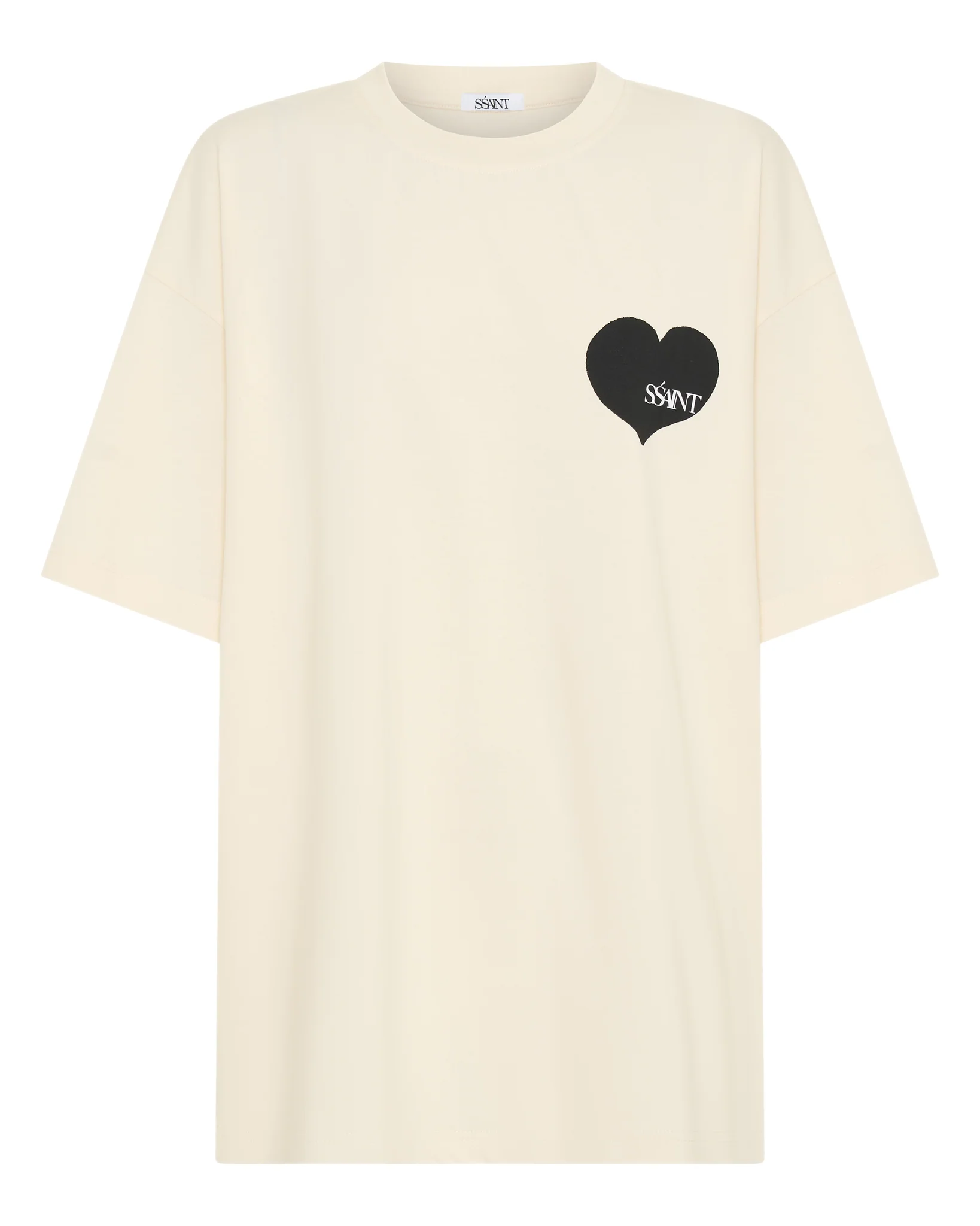 SSAINT Heart Tee - Black Heart Cream Tee