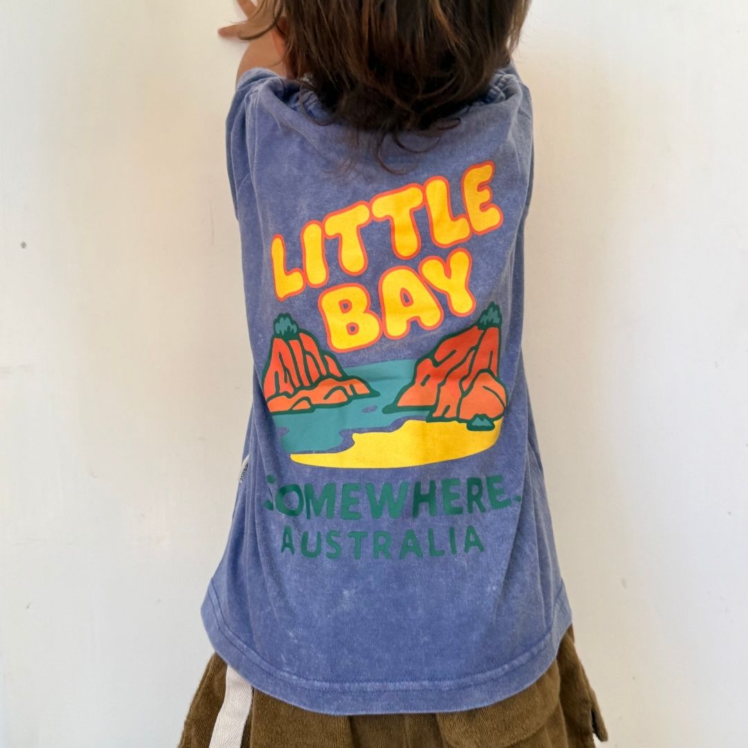 Somewhere Mini – Little Bay Tee – Washed Blue