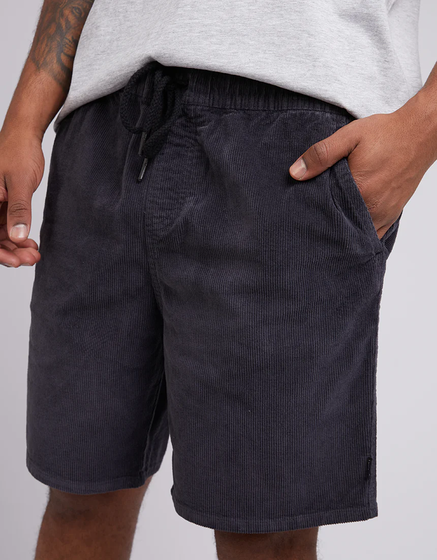 SILENT THEORY Cord short - Washed black