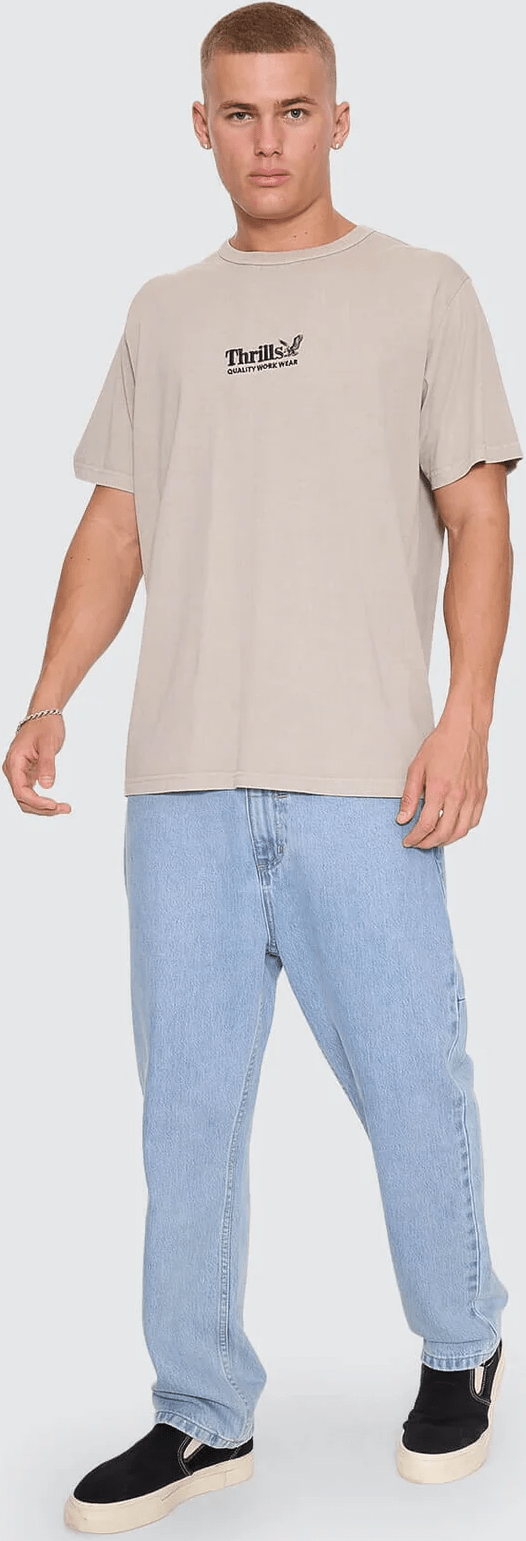 THRILLS Thrills Workwear Embro Merch Tee - Pumice stone